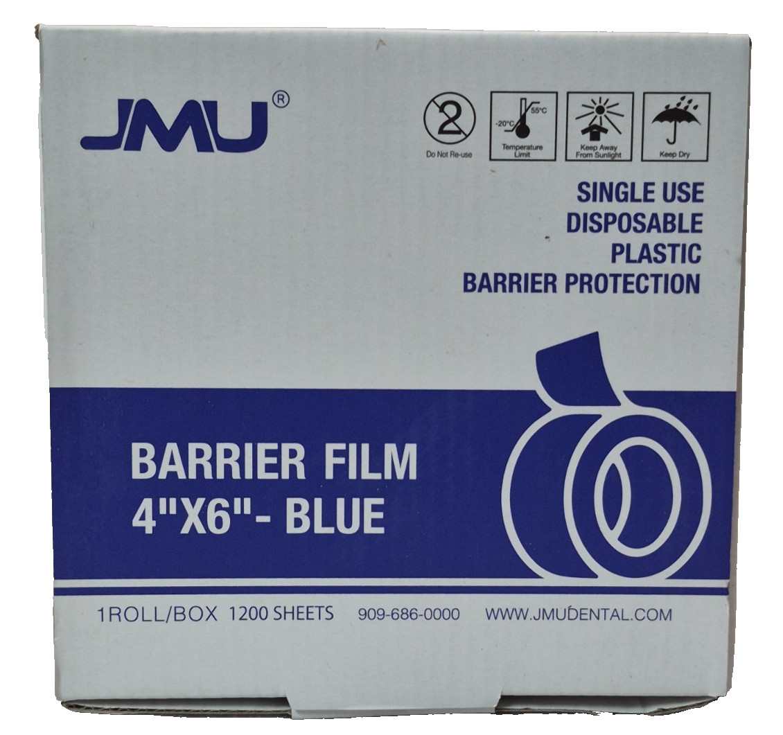 JMU Barrier Film Roll Tape Blue 4″ x 6″ 1200 Sheets Dental Barrier Film Roll