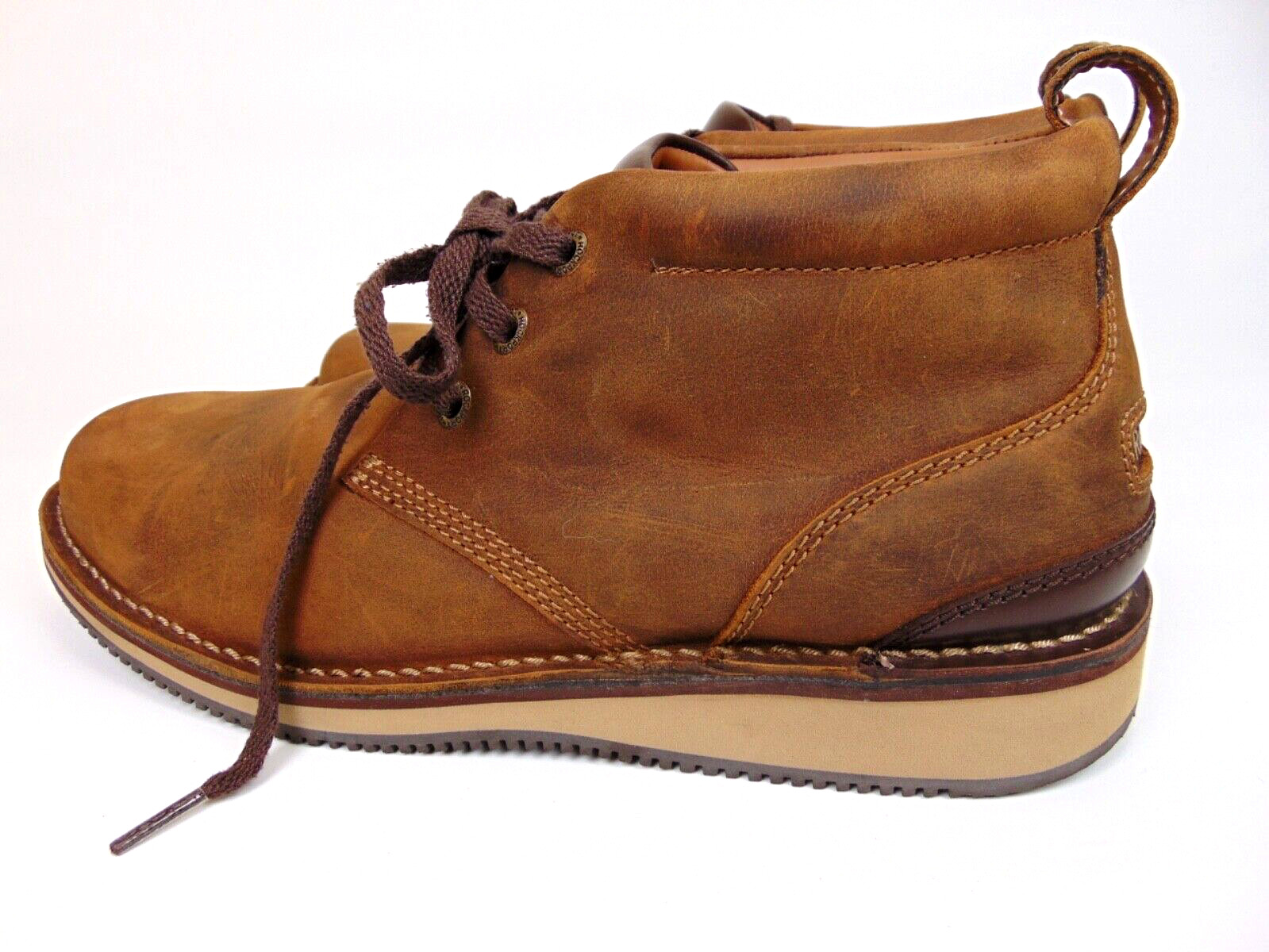 Rockport Mens Prestige Point Work Safety Toe Chukka Size 10.0 WIDE, Brown Leathe