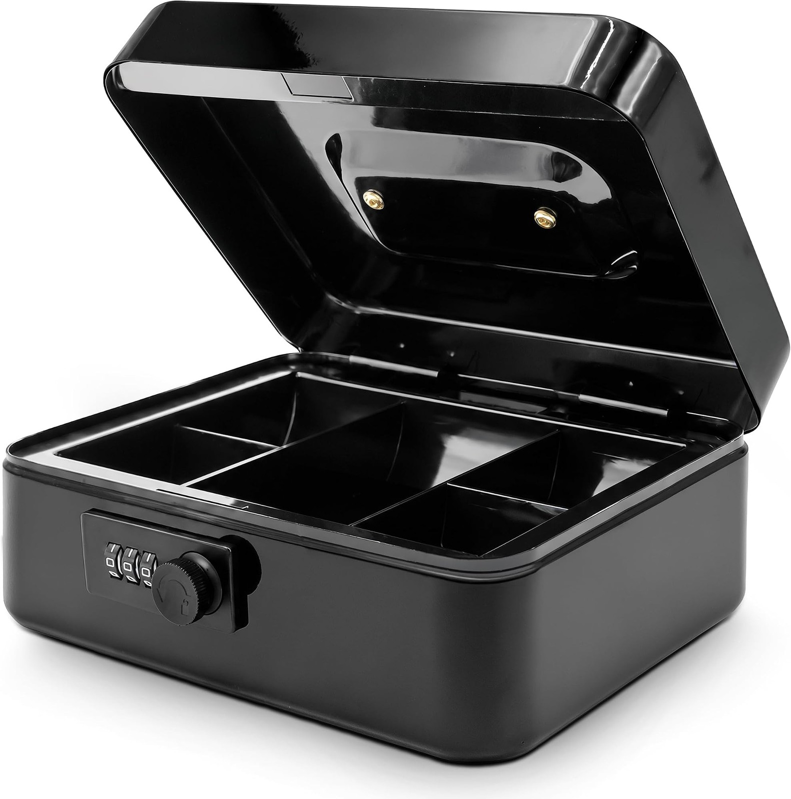 SereneLife 8″ Metal Cash Box with Lock | Cash Safe Lock Box with Money Tray |…