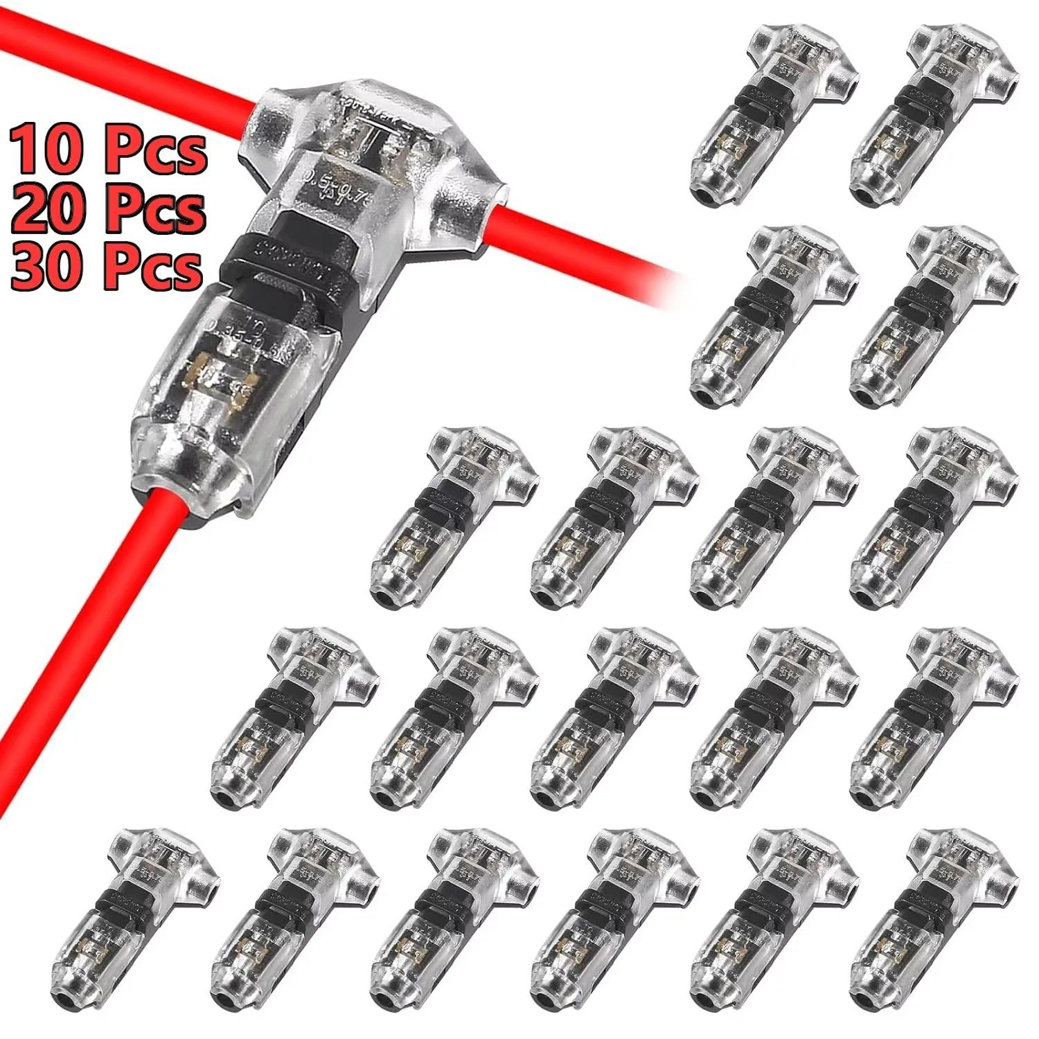10/20/30PCS T-Tap Wire Connectors Quick Solderless Low Voltage Wire Splice Kit