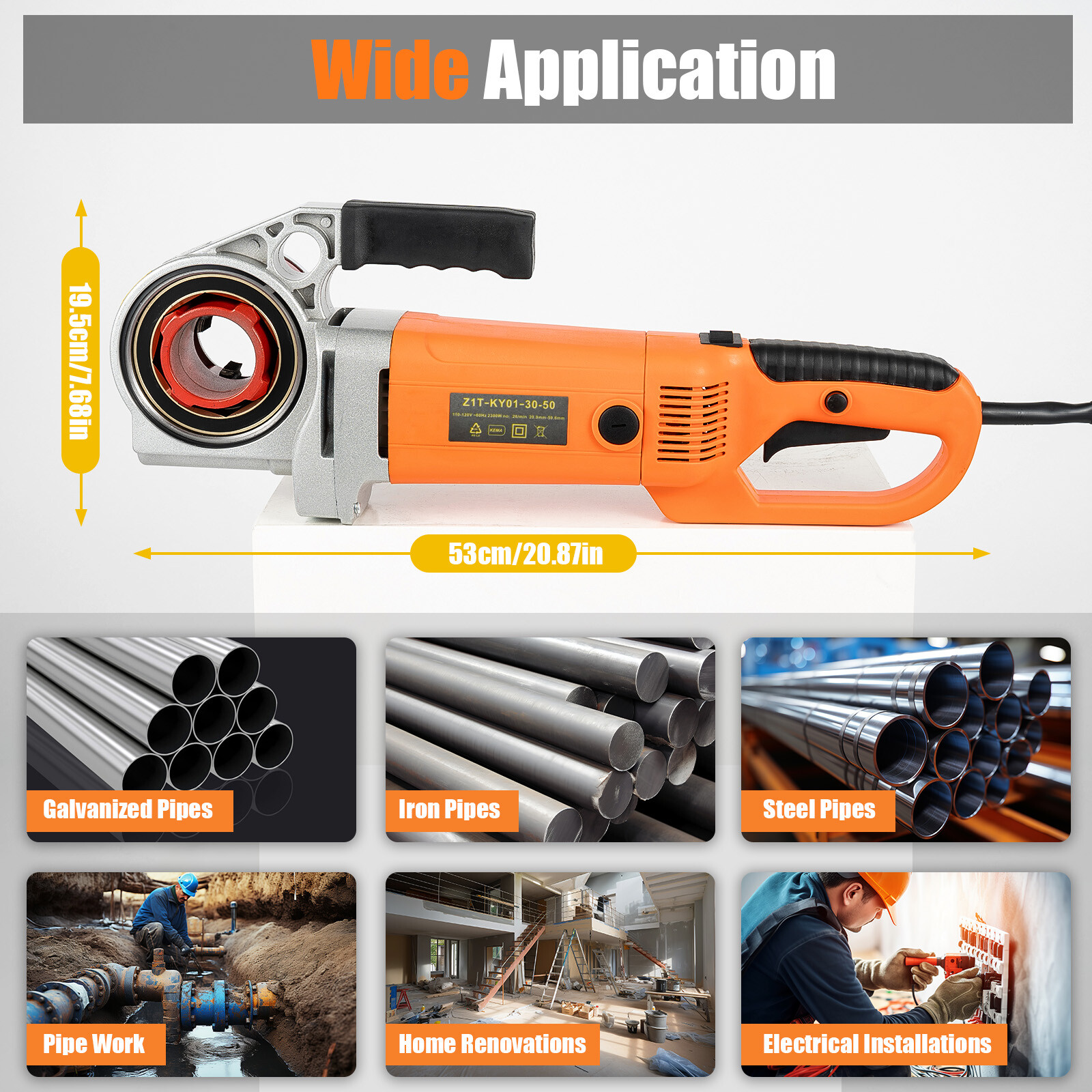 2300W Electric Threading Machine with 6 Dies, Portable Pipe Threading Tool Set