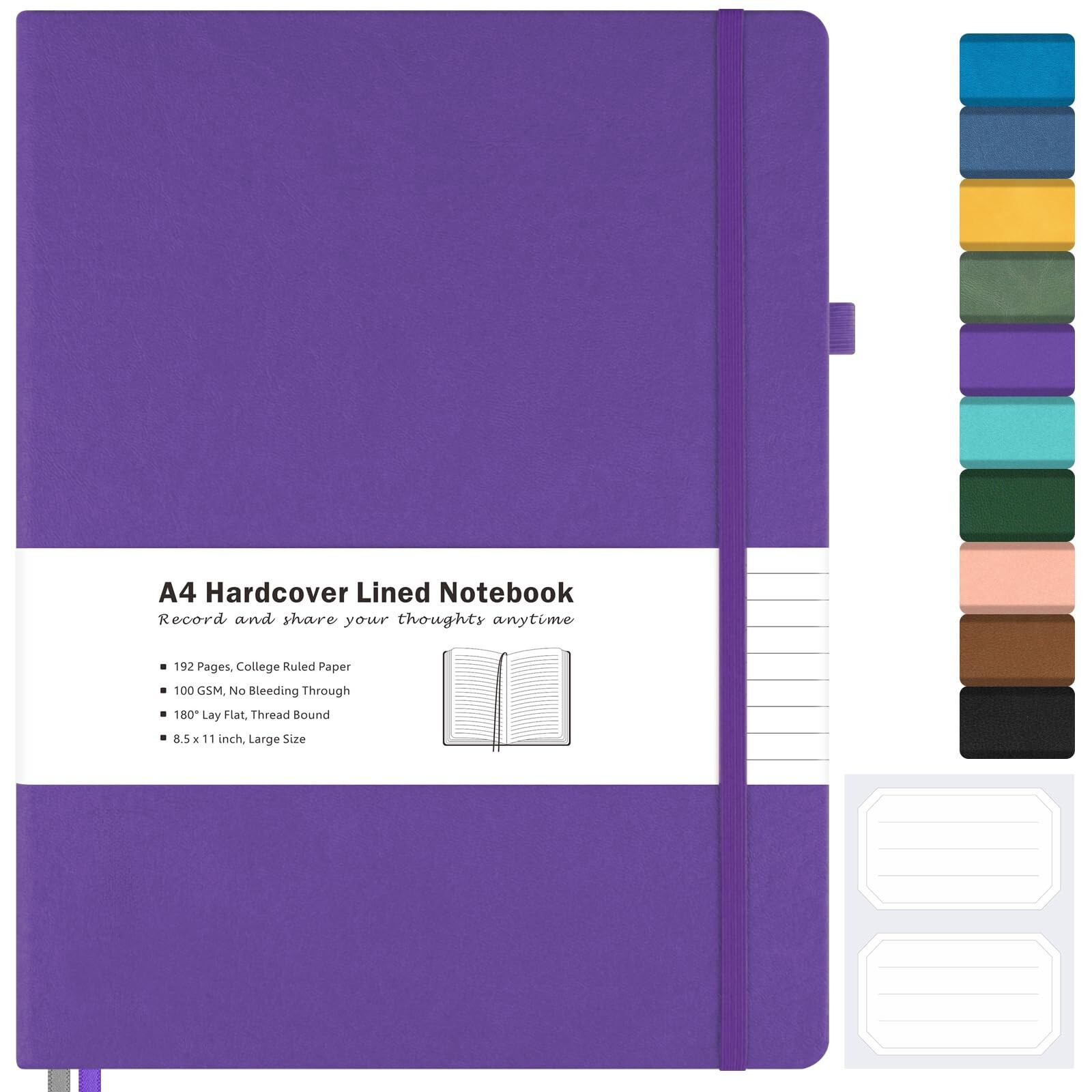 College Ruled Notebook, A4 Hardcover Leather Notebook for Work, Lined Noteboo…