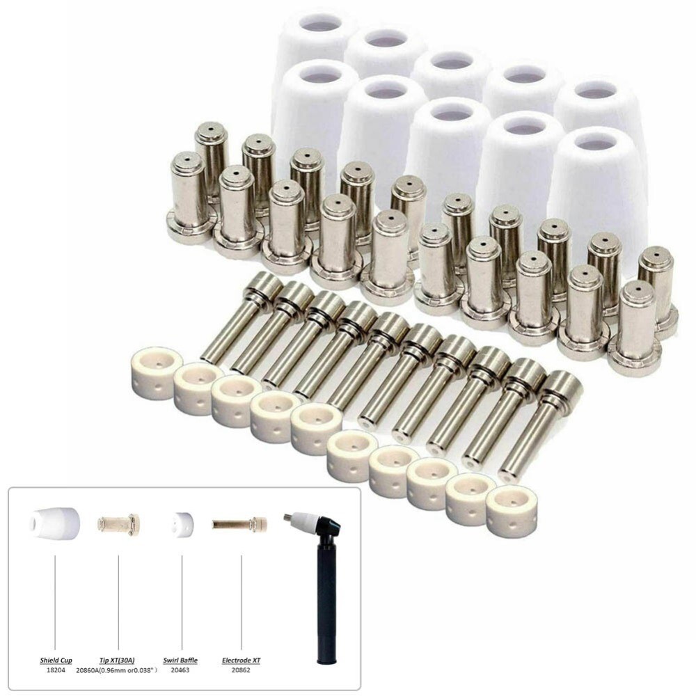 For ES AB PCM-500i 50pcs 1set Plasma Electrode Tip XT Shield Cup Ring Kit 0.96mm
