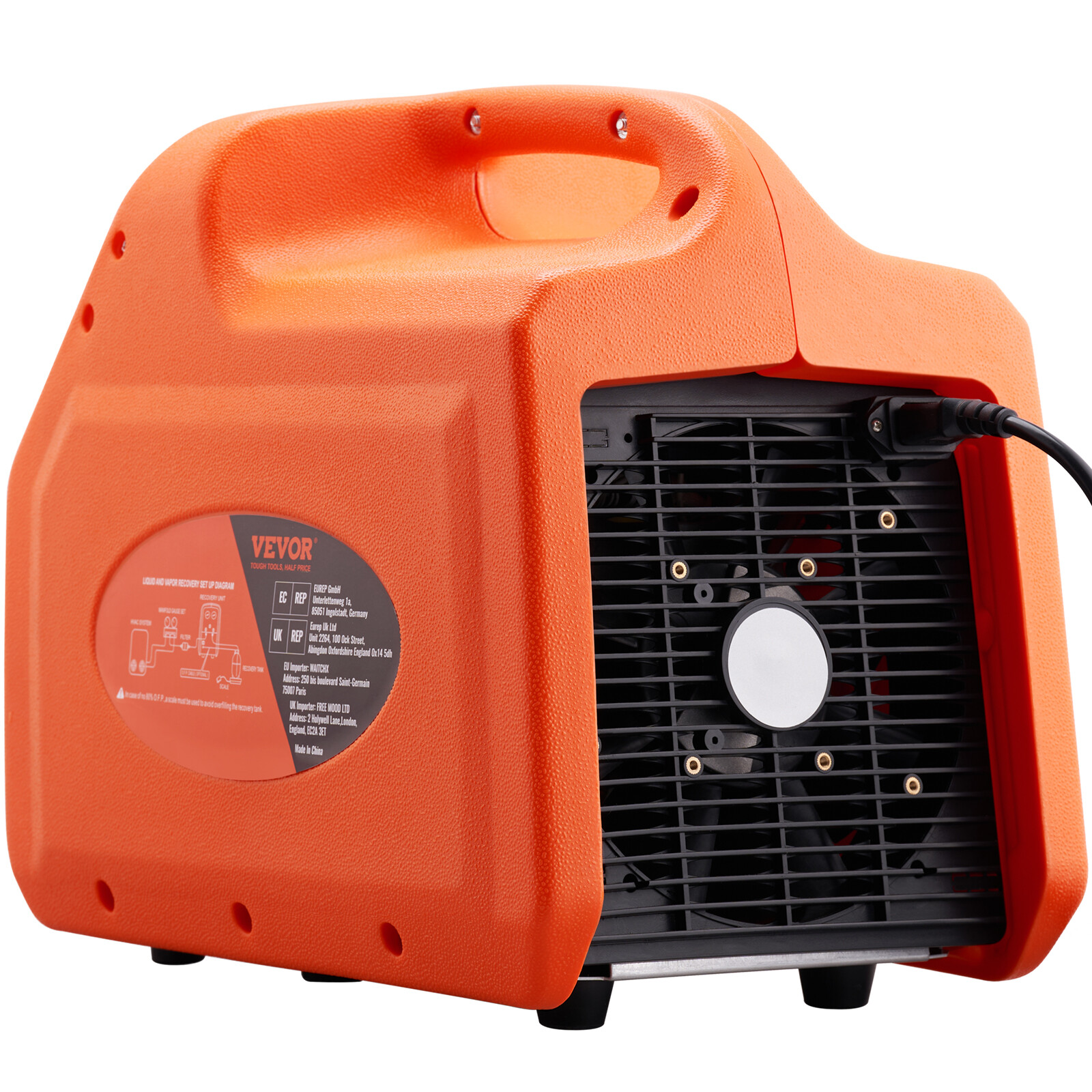 VEVOR Refrigerant Recovery Machine 1 HP Dual Cylinder AC HVAC Recycling Tool