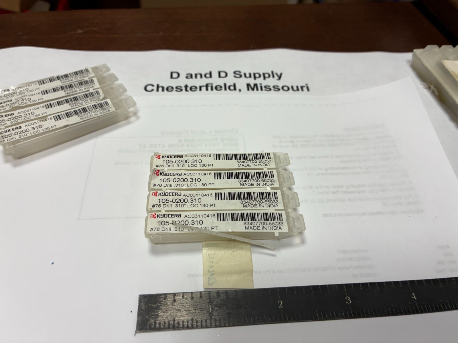 Lot of 4, SGS Kyocera 07293, Solid Carbide Circuit Board Drills, #76, 130°