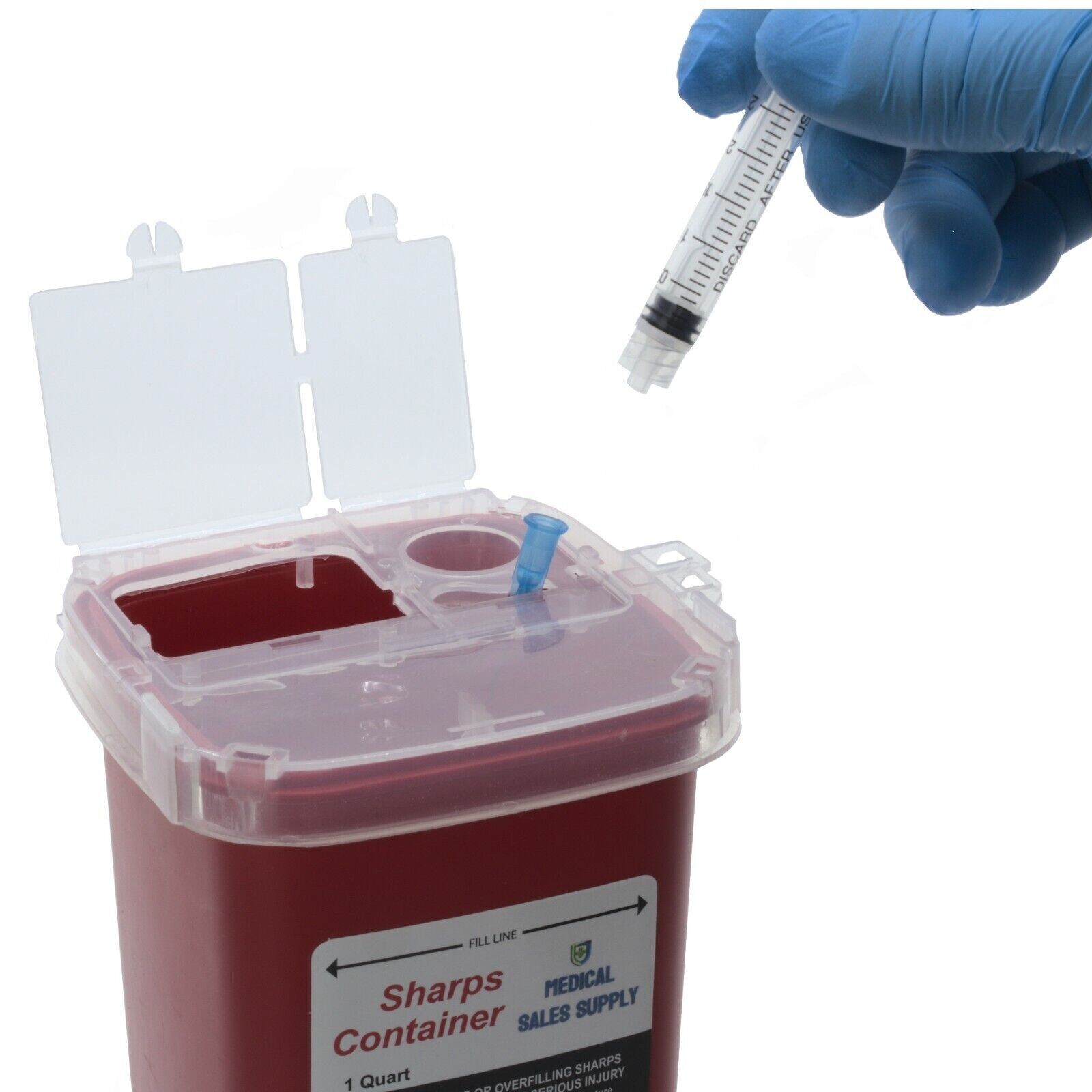 Sharps Container 1 Quart | Biohazard Needle and Syringe Disposal with Flip Lid