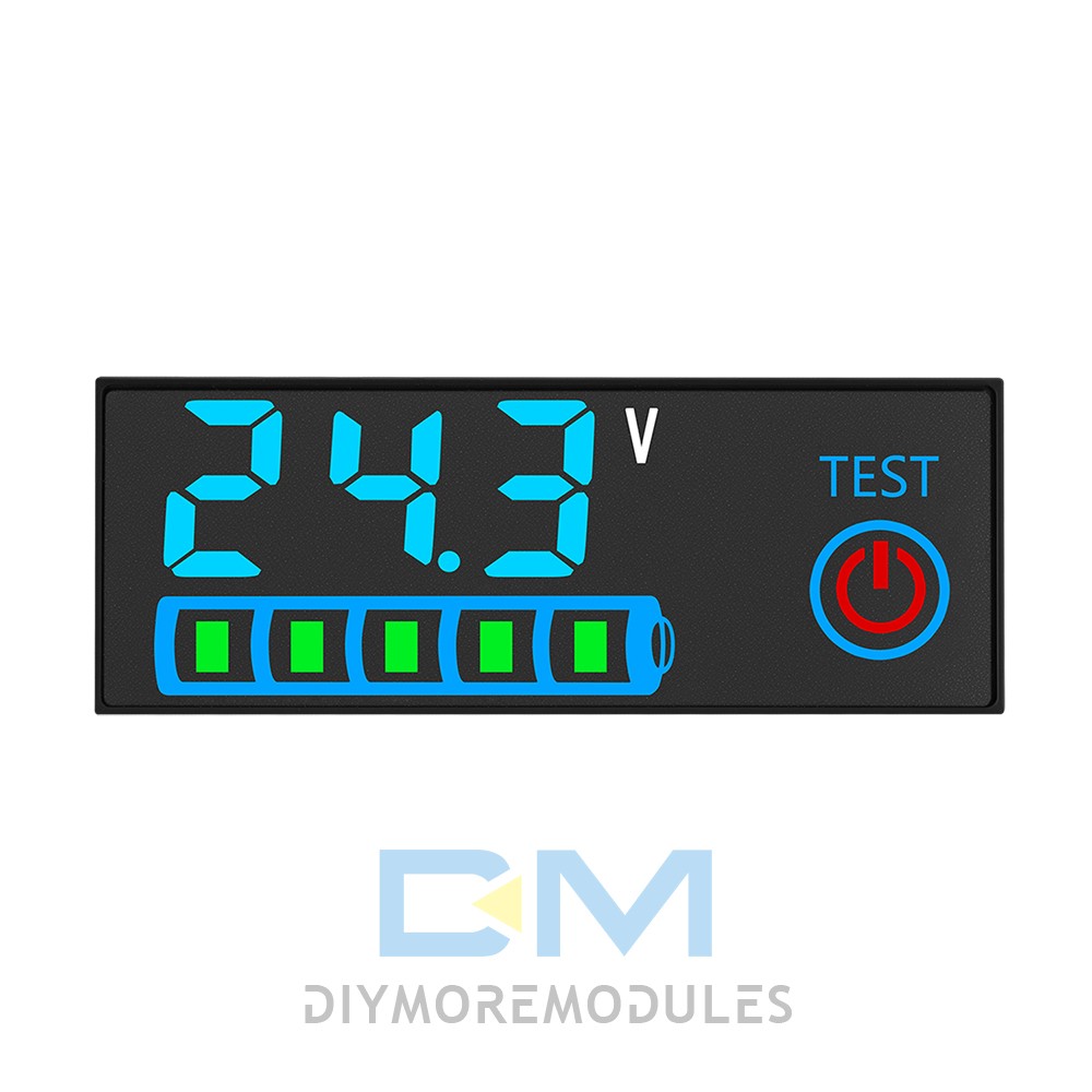 LED Voltage Acid/Li-ion Battery Level Indicator Display Panel w/Power-Off Memory