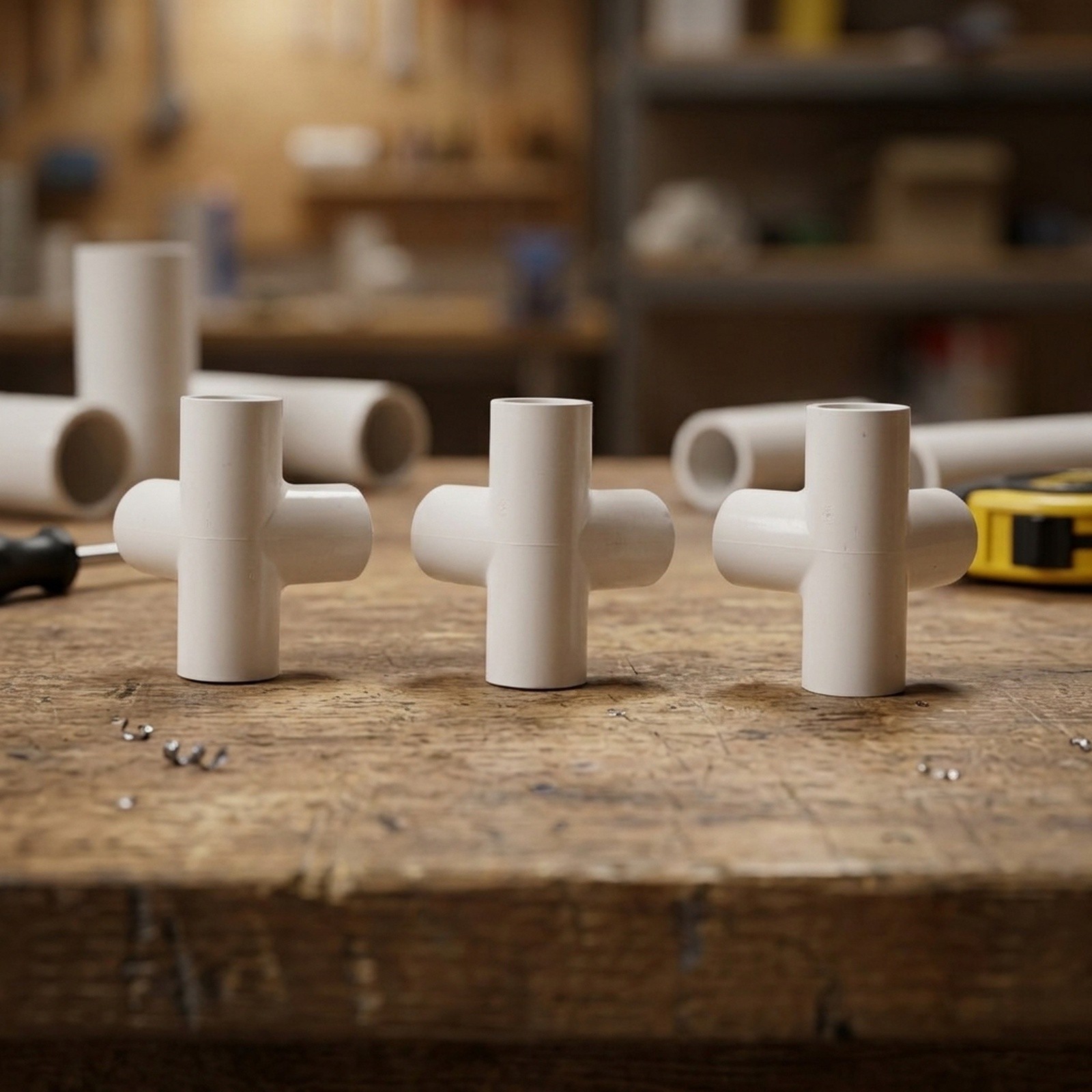 Furniture Grade Four Way PVC Pipe Fittings for For water Pipe DIY Projects