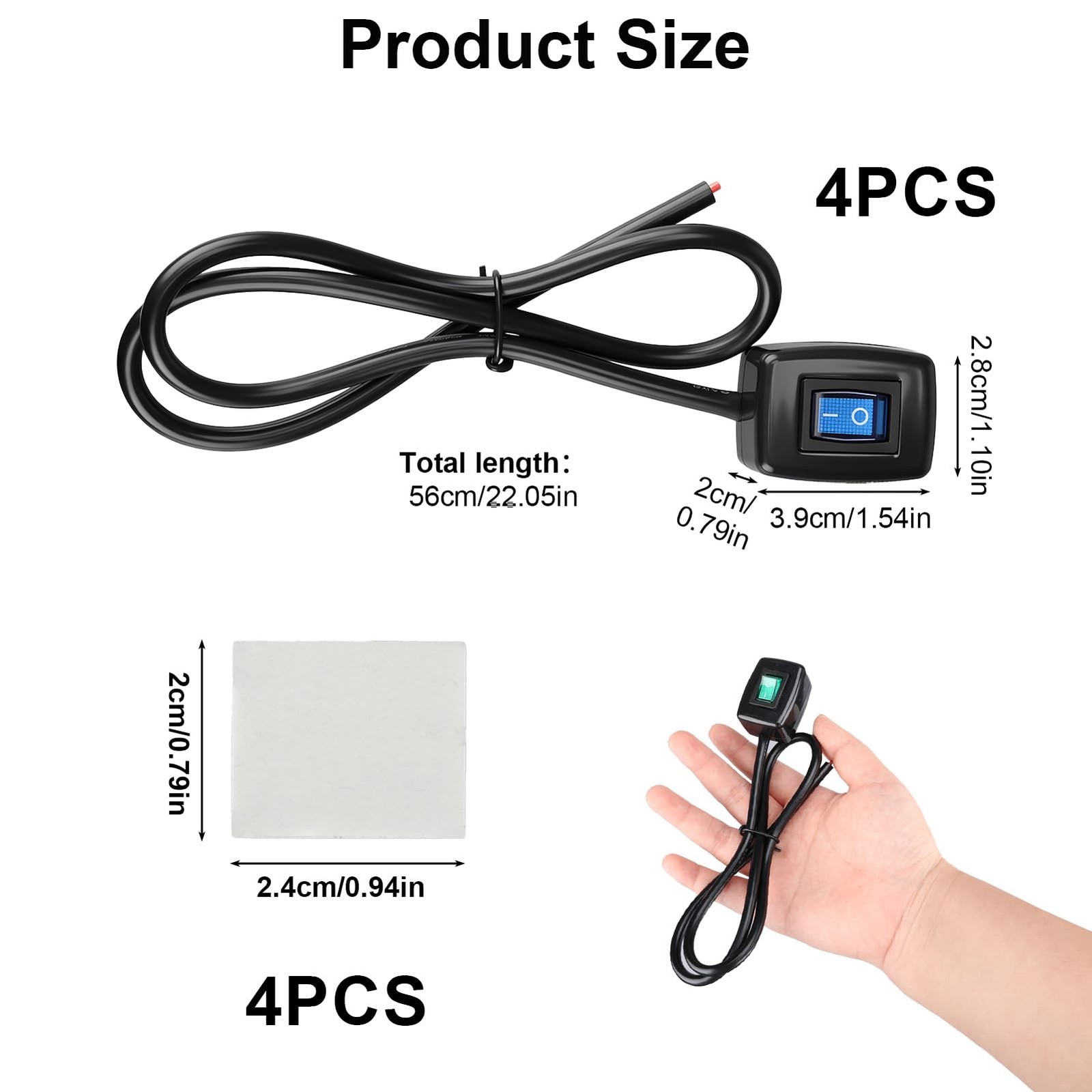 Universal Paste Type Push Button Switch with Indicator Light, DC12V 10A/24V 5…