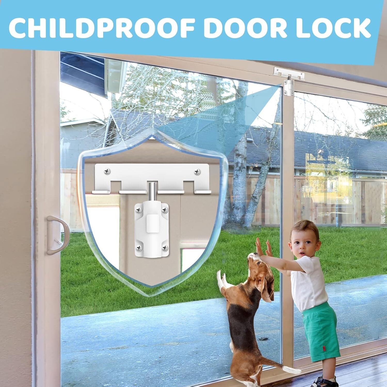 3 Position Patio Sliding Door Security Kick Foot Lock Top or Bottom-Childproof