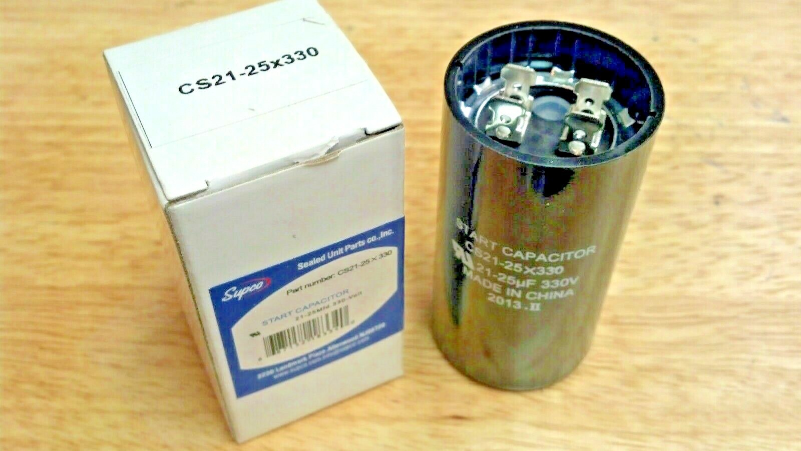 Capacitor, Start, 21-25 MFD, 330 VAC, SUPCO PART# CS21-25X330