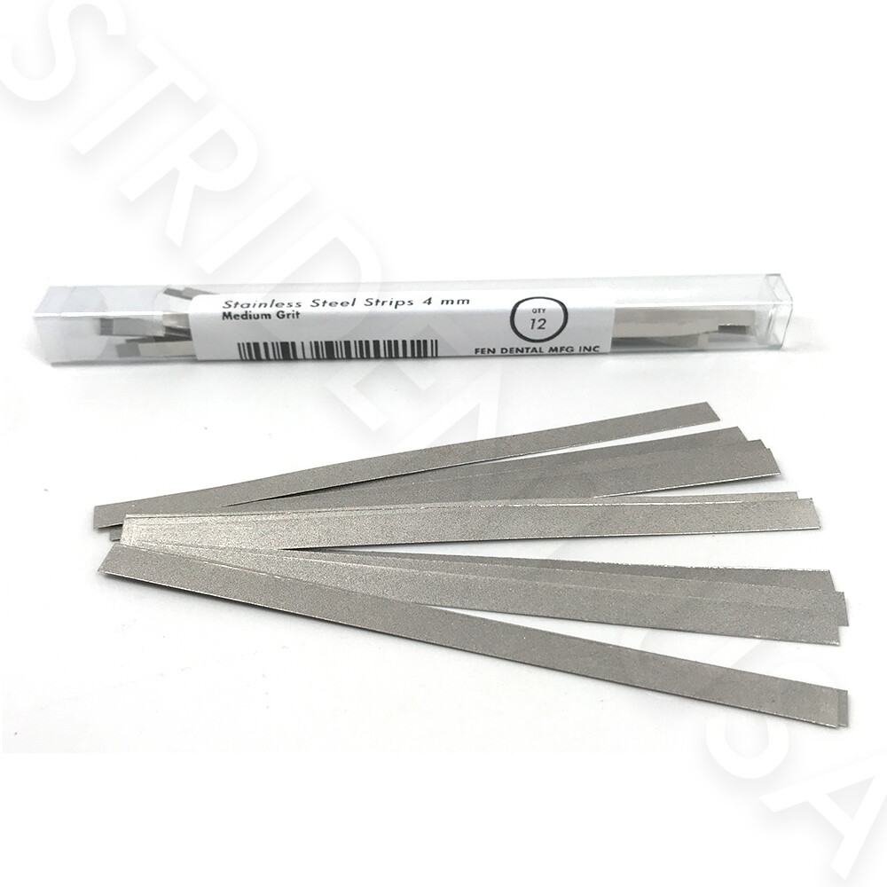 36 Dental Polishing Strips Stainless Steel 4 mm Medium Grit (ONE SIDE)