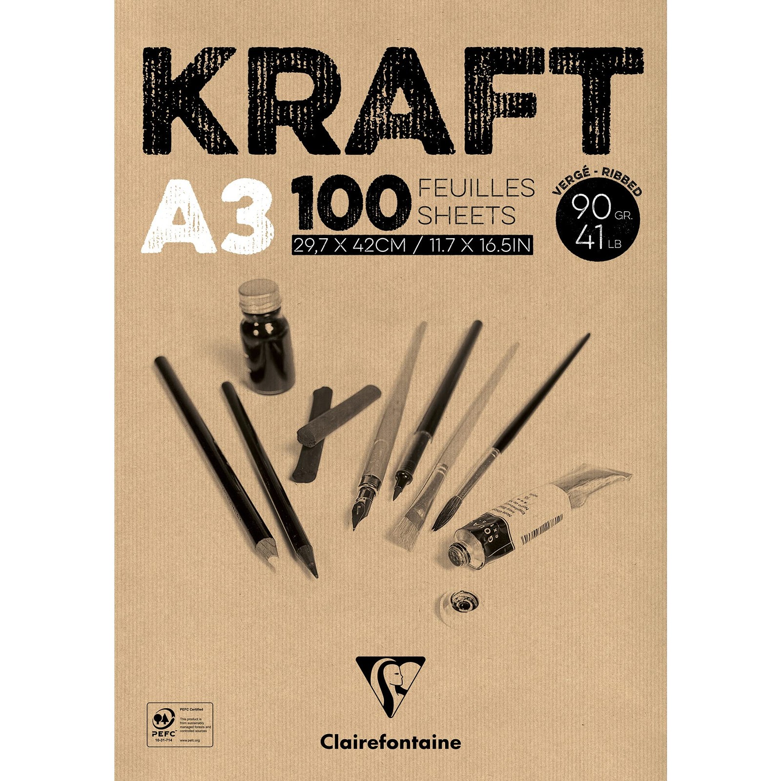 96546C Kraft Paper Pad Glued, Ideal for Drying Techniques, 100 Sheets, DIN…