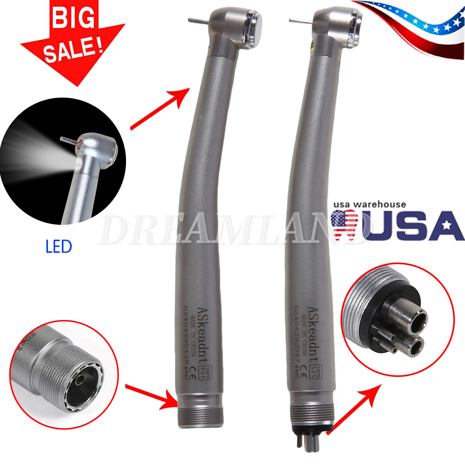Estilo NSK Dental LUZ LED Pieza de mano de alta velocidad 2/4 Hoyo 3 rociar