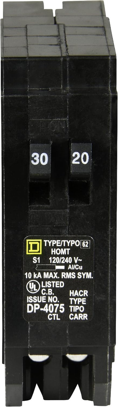 Square D HOMT3020 Homeline 30/20 Amp Single-Pole Tandem Circuit Breaker