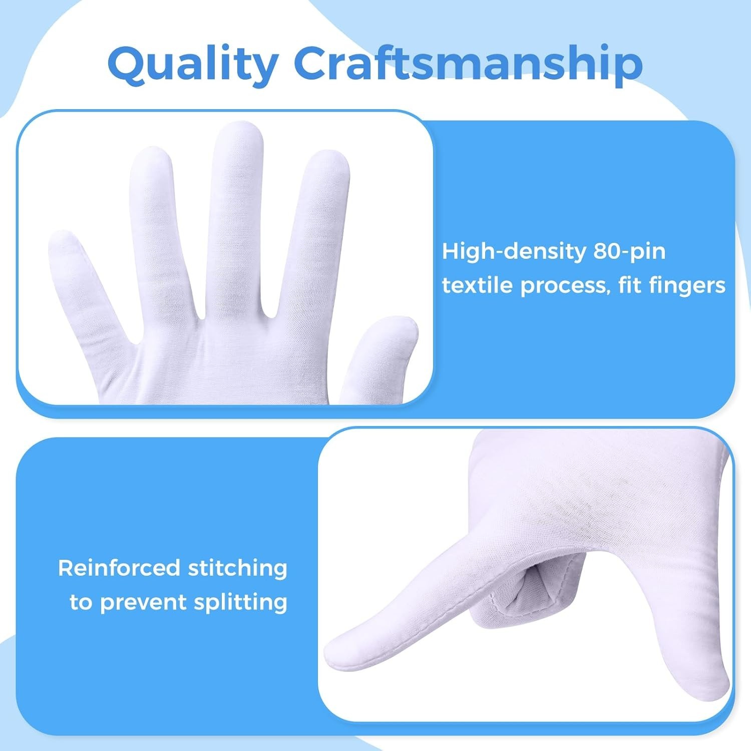 Gentle 100% Cotton Gloves for Dry Hands – 3 Pairs for Nighttime Moisturizing