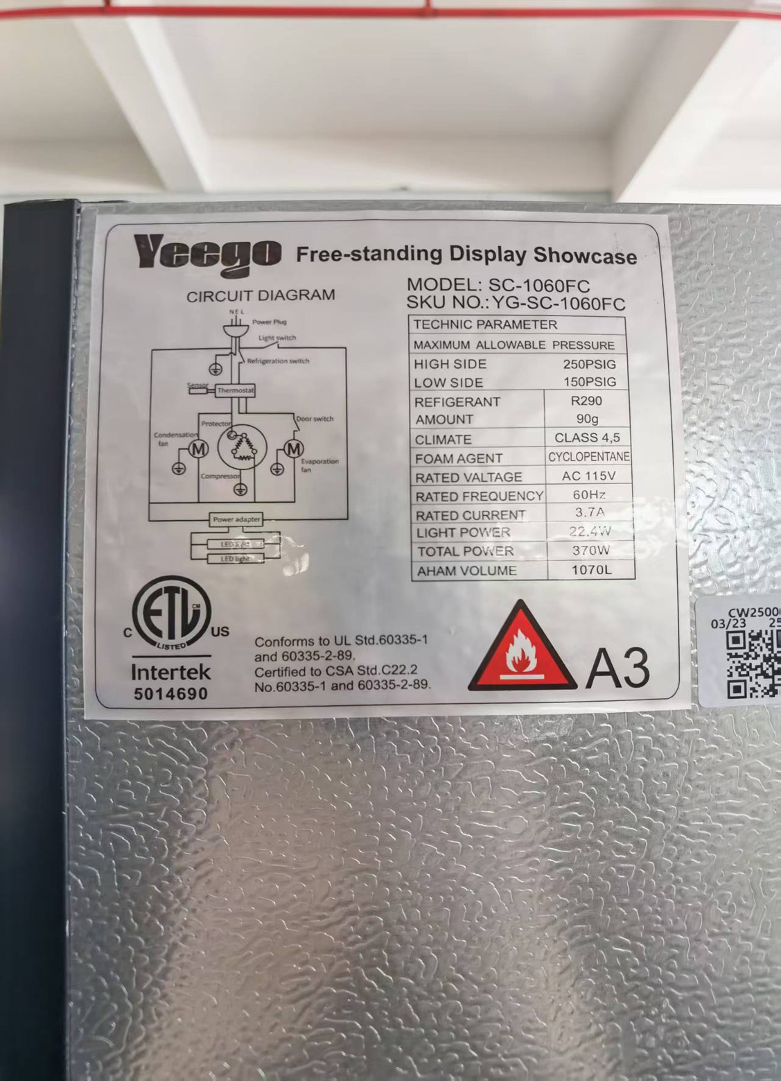 Yeego Commercial Beverage Refrigerator Glass Door Merchandiser Cooler 37.79Cu.ft