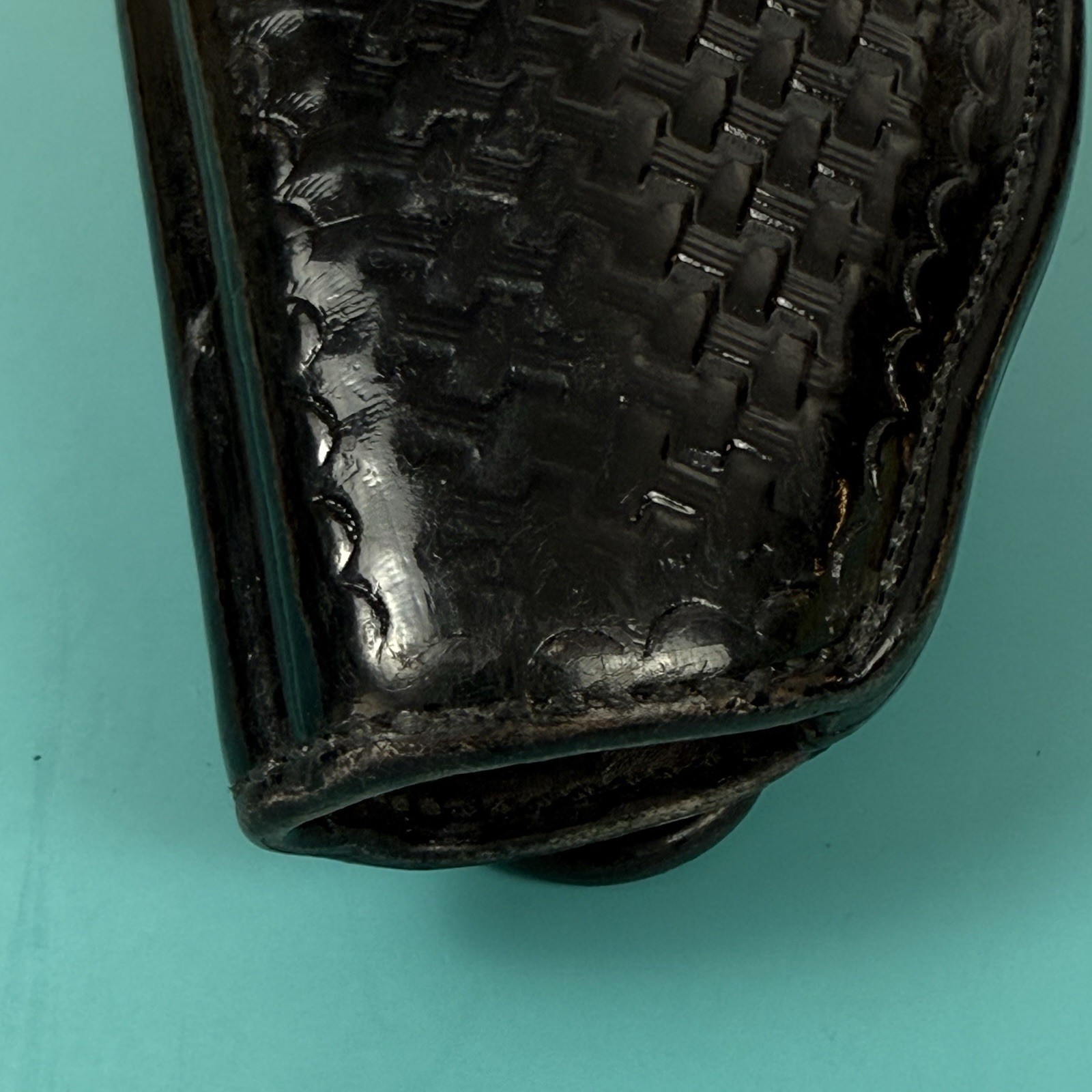 BIANCHI 97A Grabber- S&W 4006 Left Hand Black BasketWeave Leather Duty Holster