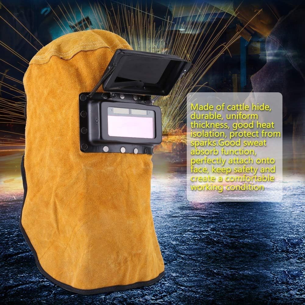 Solar Auto Darkening Filter Lens Welder Cow Leather Welding Helmet Mask Hood Cap