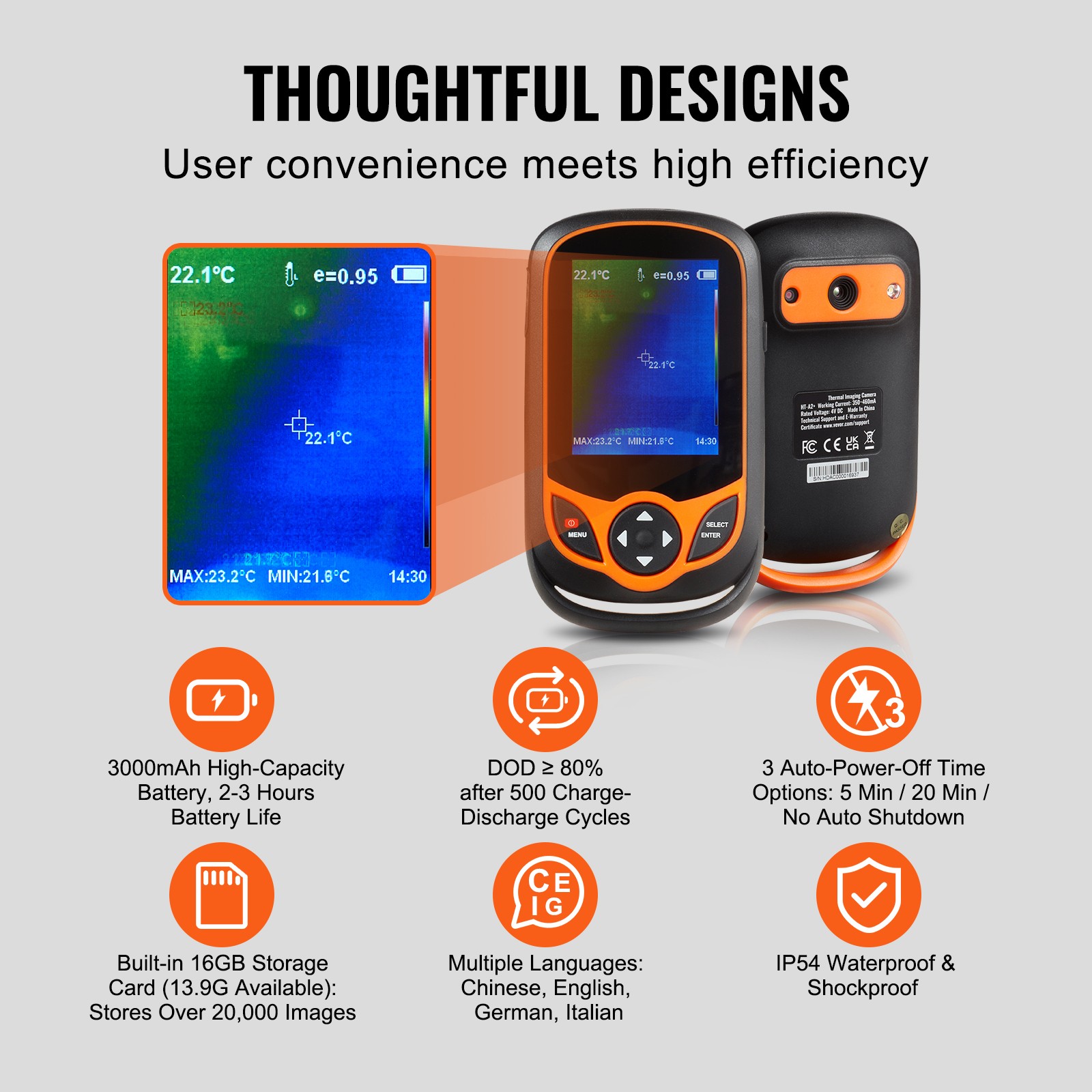 VEVOR Thermal Imaging Camera 256×192 IR Resolution Pocket Thermal Imager & WiFi