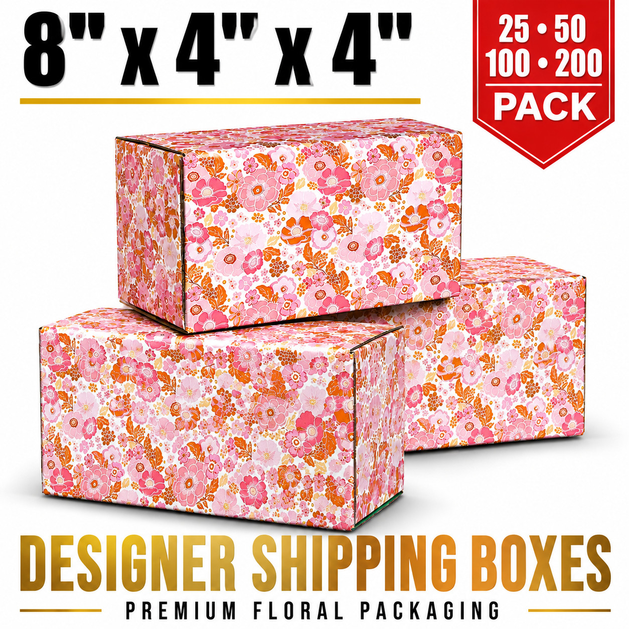 8x4x4 Fall Floral Shipping Boxes Designer Gift Mailer Packaging 32 ECT