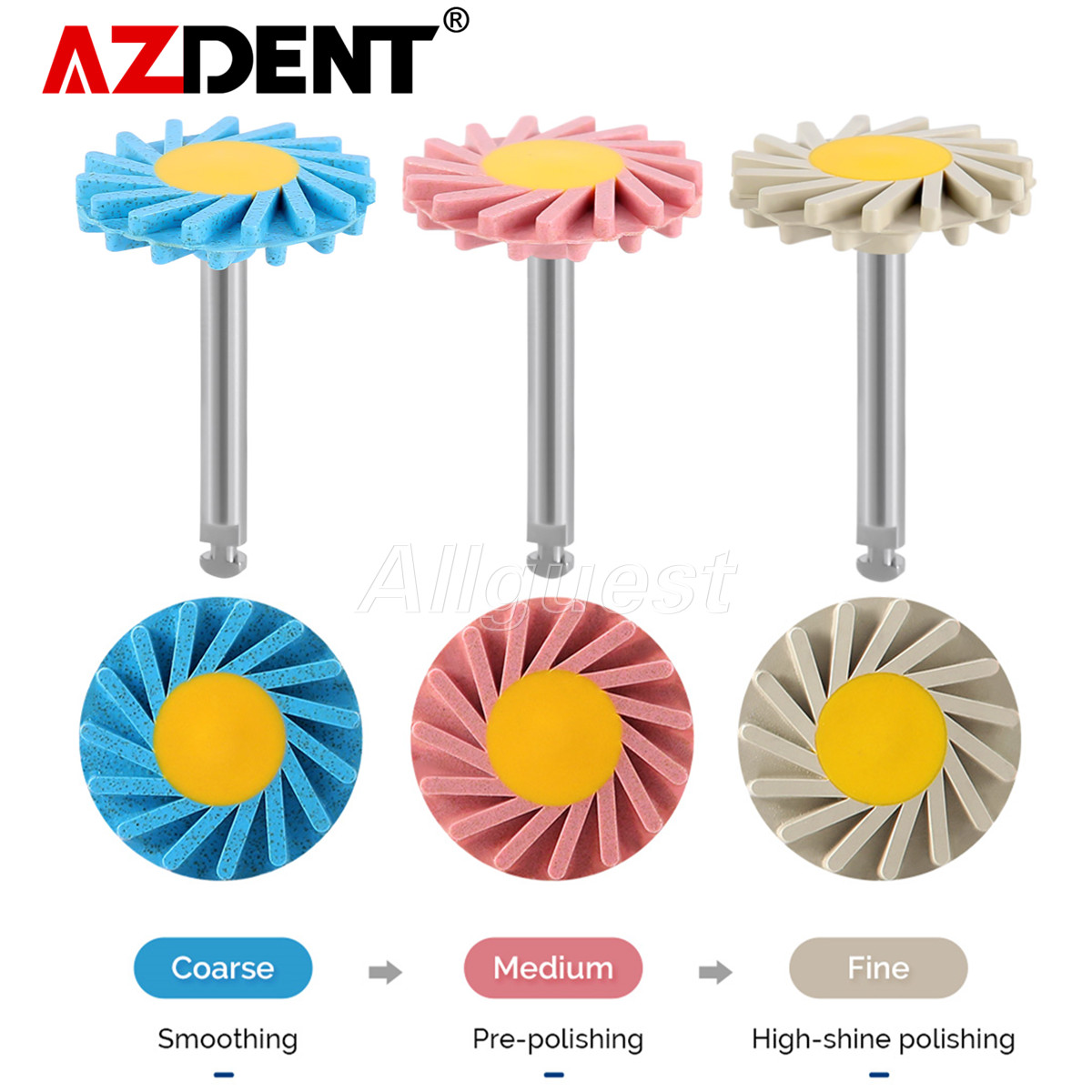Dental Zirconia Ceramic Polishing Wheel Kit RA 2.35mm Rubber with Diamond Burs