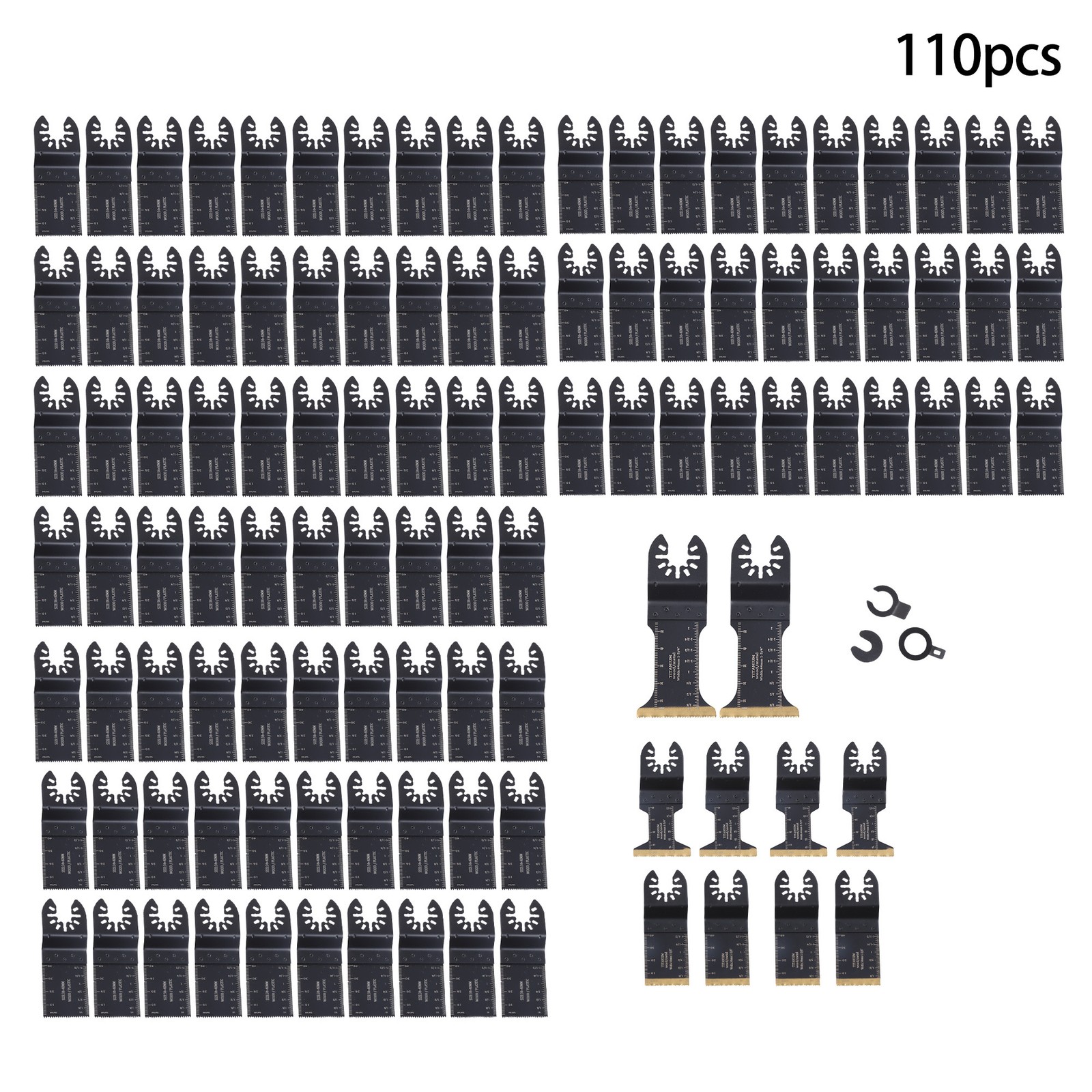 110 Pcs & 4 Types Oscillating Saw Blades Multi Tool Blades Kits for Metal, Wood