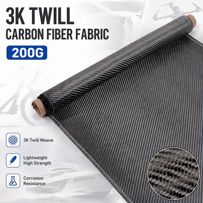 4.9ft x 7.87″ Carbon Fiber Fabric Roll Pure Fabric Carbon Fiber Sheet 2 x 2 Twil