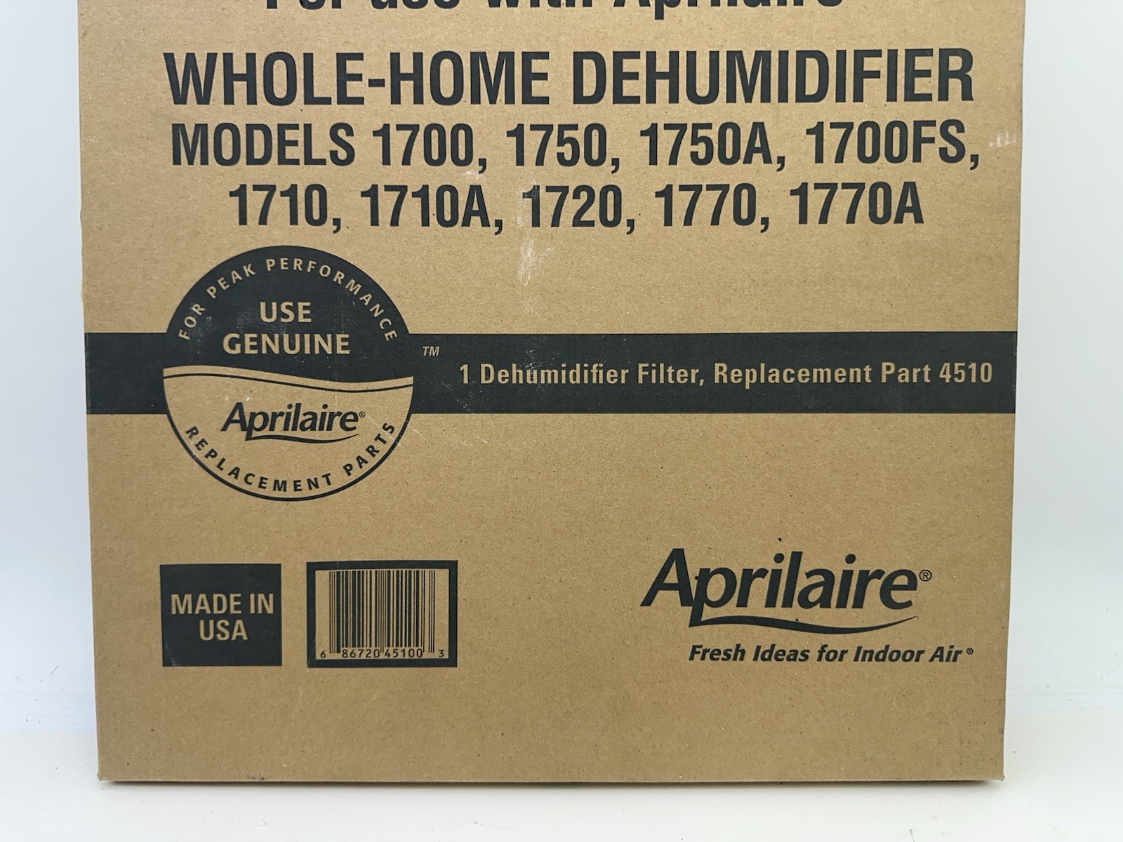Aprilaire 4510 Model 1700 Dehumidifier Filter Continuous Operation Silver