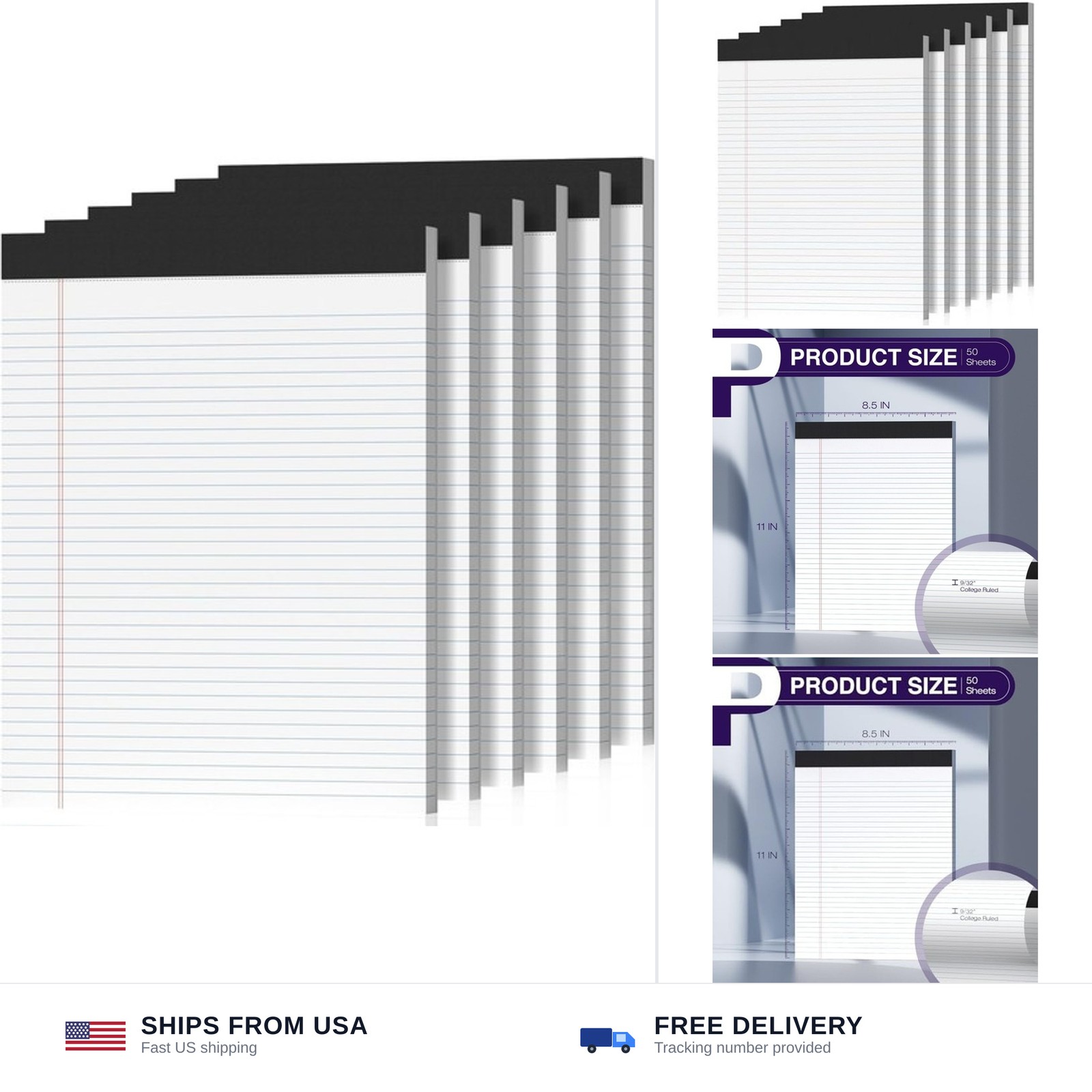 6 Pack Legal Pads 8.5 x 11 College Ruled 300 Sheets Note Pads 8.5 x 11 Notepa…