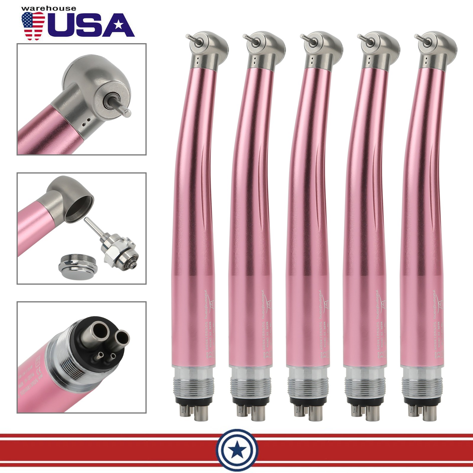 US NSK Dental High Speed Handpiece Air Turbine Anti-retraction 4 Hole Colorful