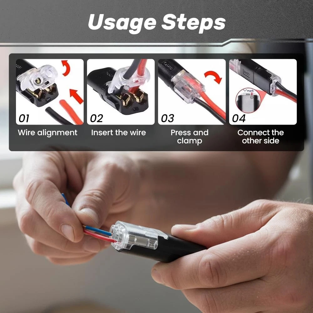 50 PCS Double-Wire Plug-in Connector, Cable Clamp with Locking Buckle AWG 18-22