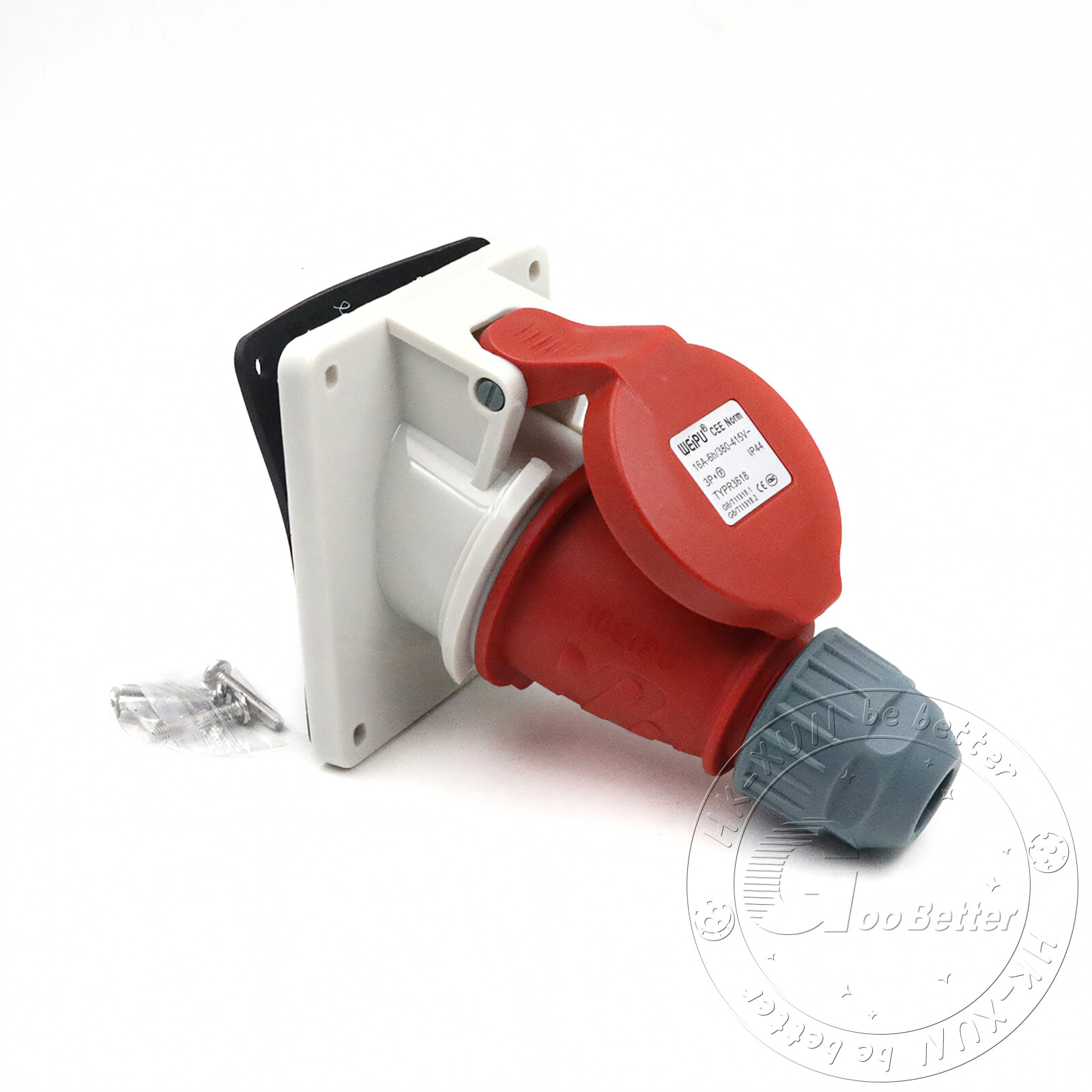 16A 32A 4 PIN RED INDUSTRIAL PLUGS & SOCKETS 3 PHASE 3P+N+E IP44 MALE/FEMALE