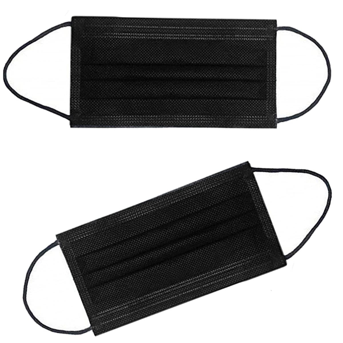 100PCS 3 Ply Black Disposable Face Mask Filter Protection Face Masks, Non-woven