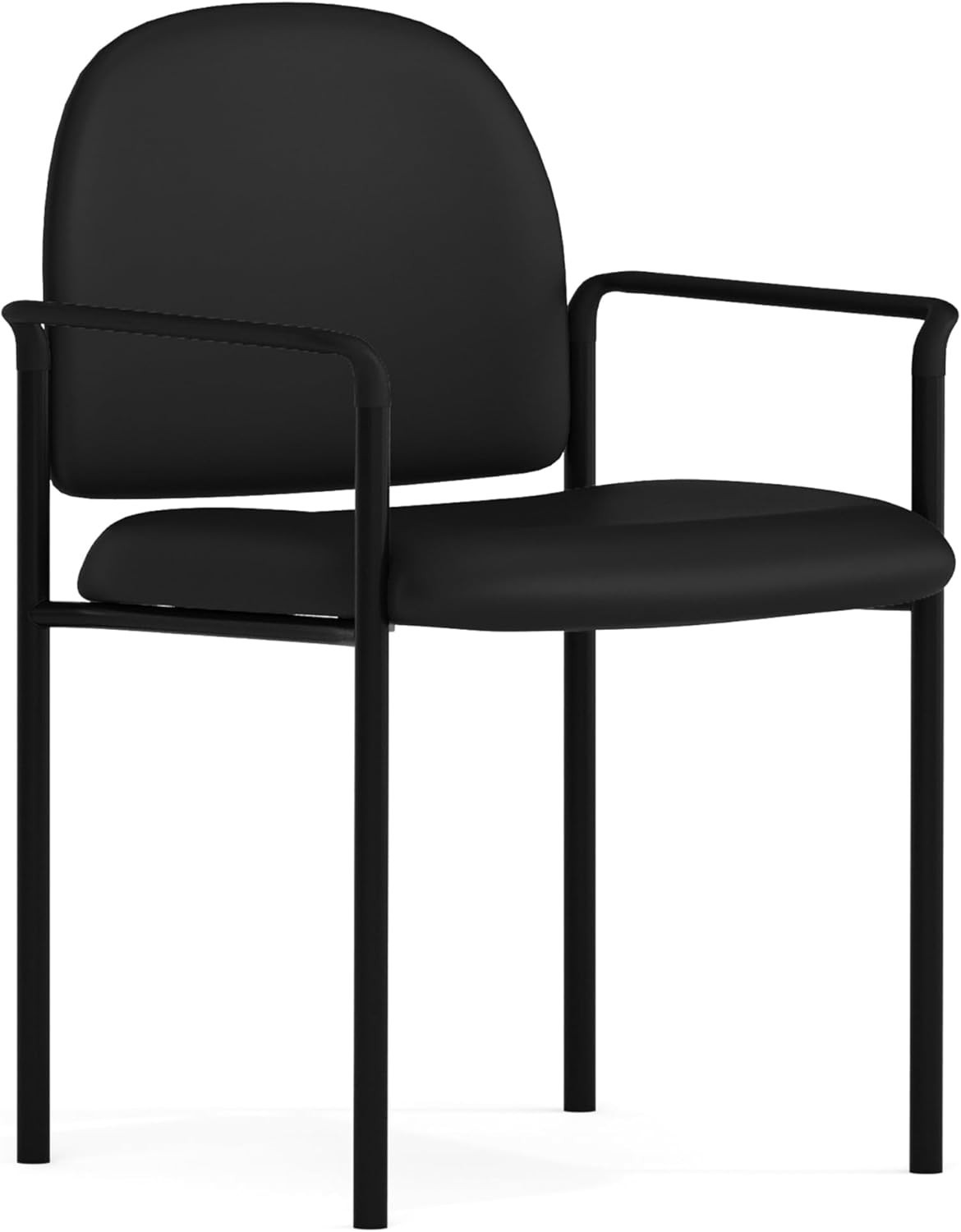 Elegant Black Vinyl Side Reception Chair with Comfort – Stackable & Lightweight
