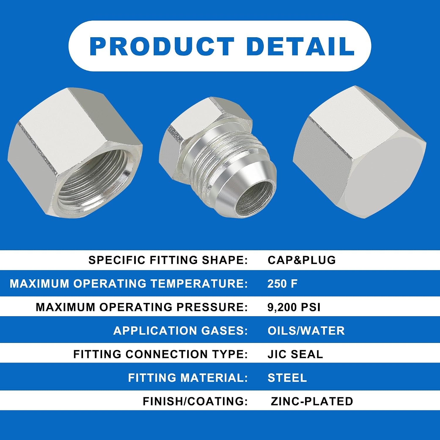 72PCS JIC Cap and Plug Set, 37 Degree Flare Threads Hydraulic Hose Fittings, Car