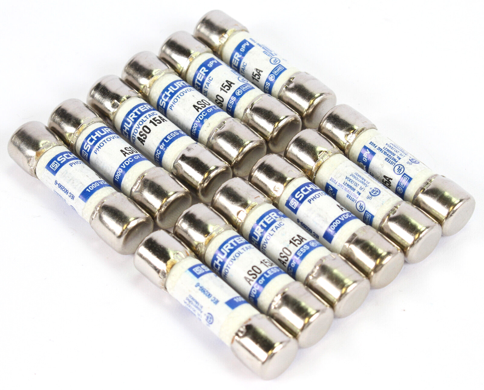 (Lot of 12) Schurter Photovoltaic / Solar Fuse 15A 1000VDC ASO 15A