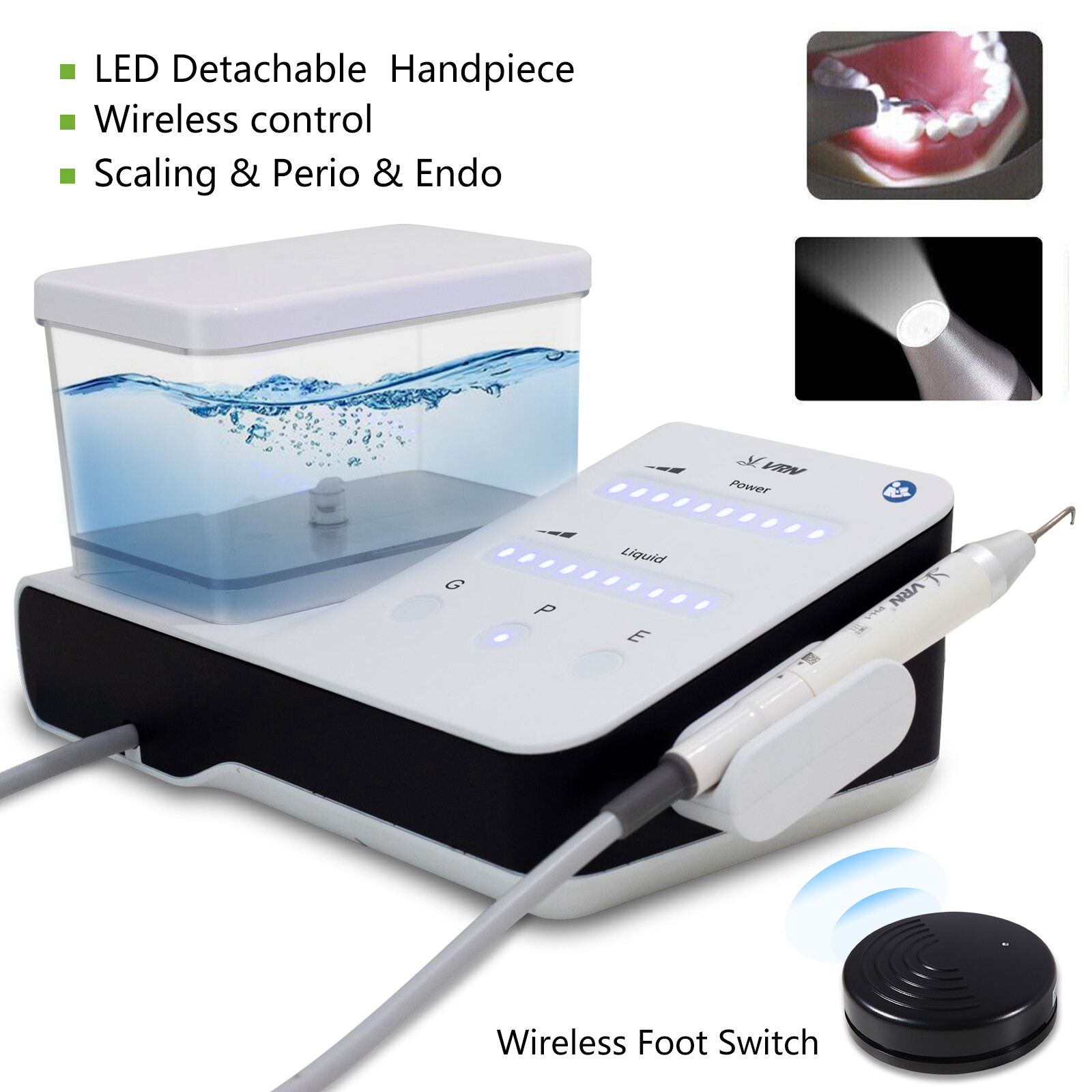 LED Dental Ultrasonic Piezo Scaler Handpiece Bottle Fit EMS Woodpecker + 10*Tips