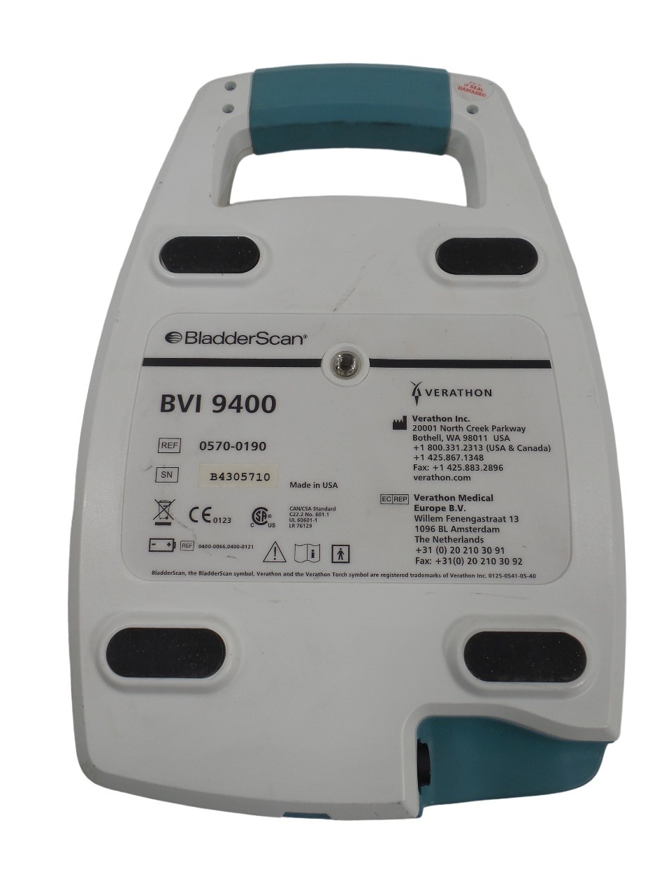 Verathon Model Number # BVI 9400 Bladder Scanner # 0570-0190