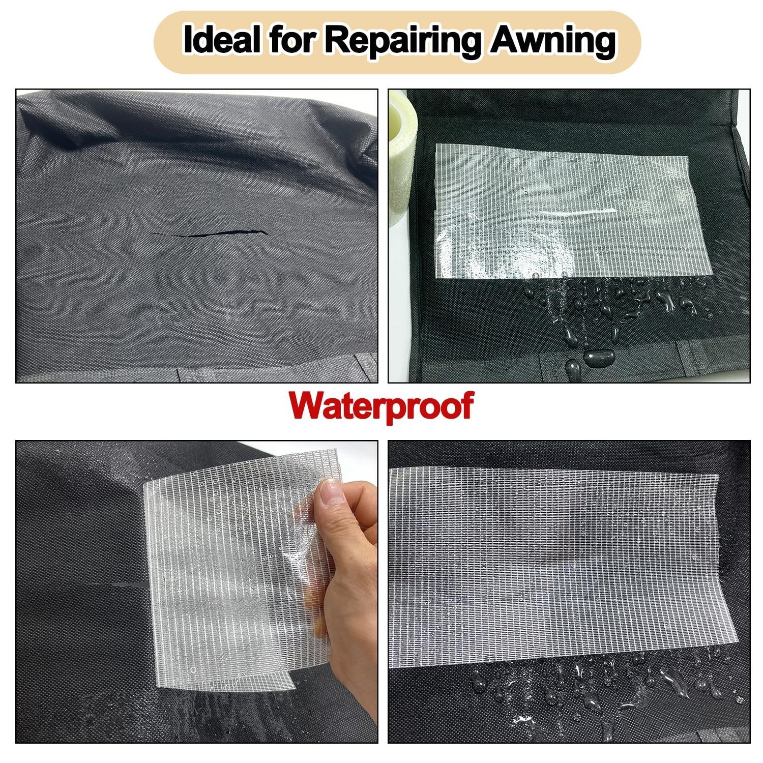 5IN x 39FT RV Awning Repair Tape, Tent Repair Patch Kit, Outdoor Canopy Water…