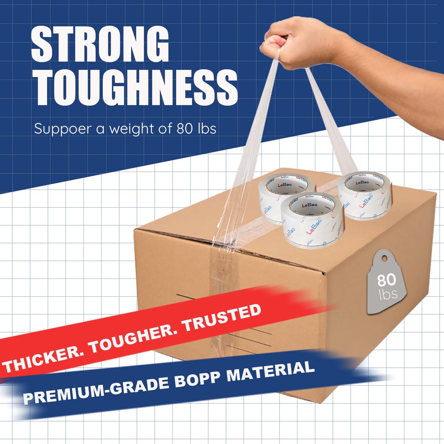 Heavy Duty Packing Tape with Dispenser, Strong Adhesion HD Clear Packaging Ta…