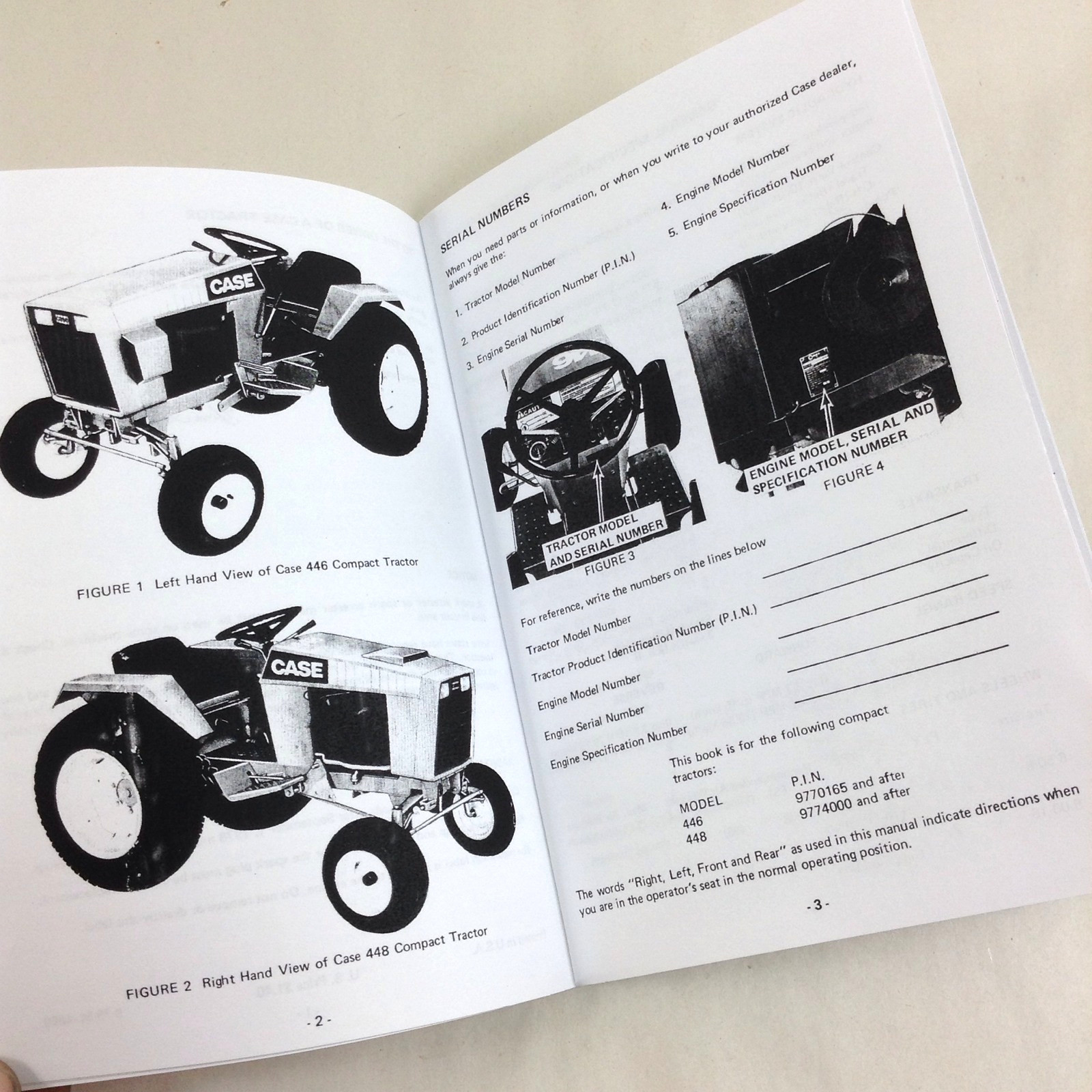 Ji Case 446 448 Compact Tractor Operators Owners Manual No. 9-7080 Mower Onan