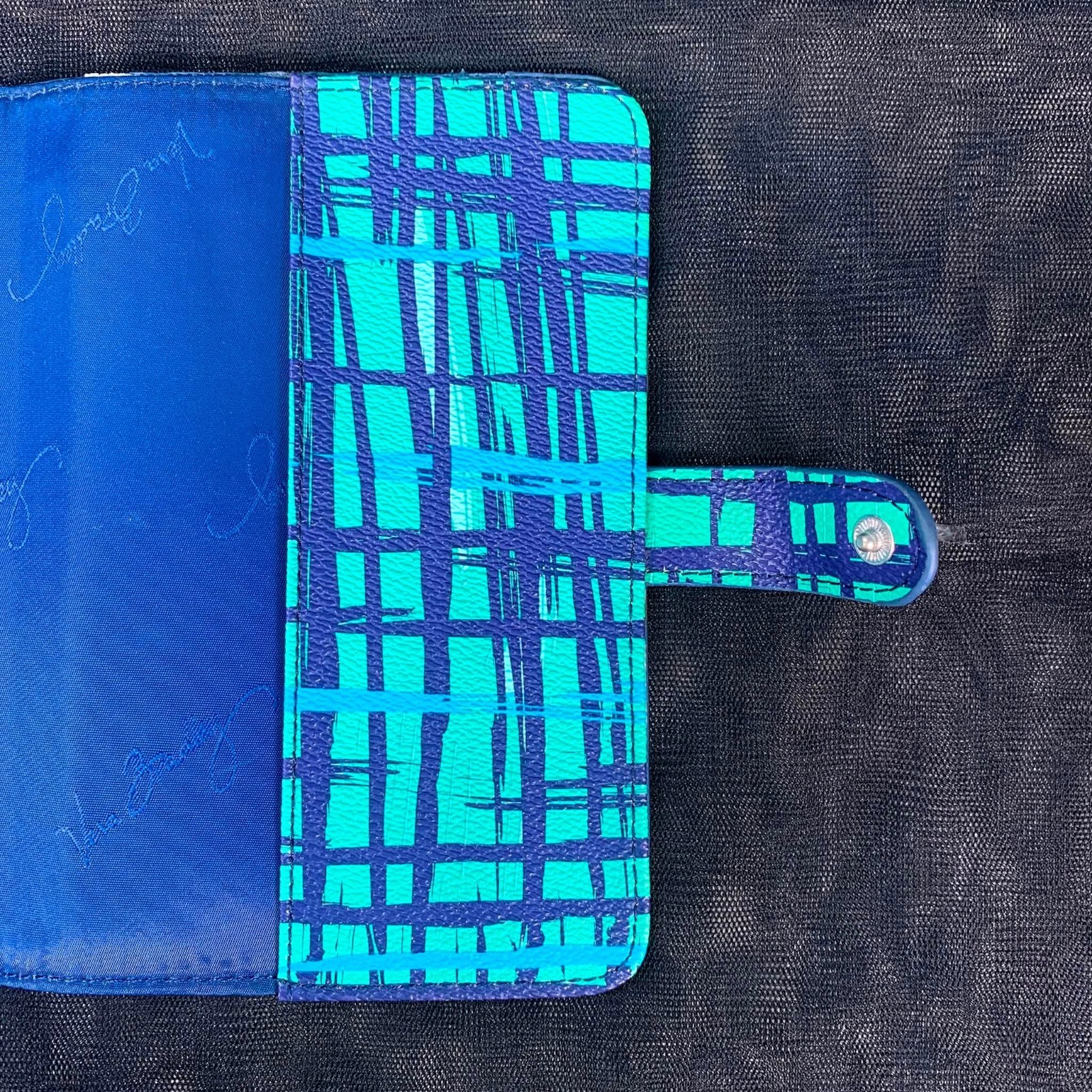 Vera Bradley Navy Teal Art Plaid Pattern Faux Leather Journal Planner No Paper