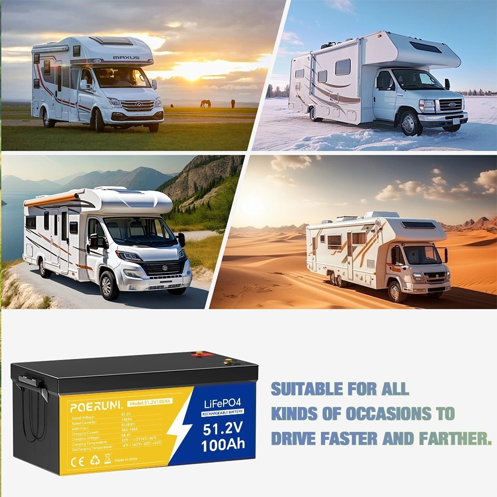 12V 100Ah LiFePO4 Lithium Battery for Solar Home Back Up RV Off-grid BMS 12.8V