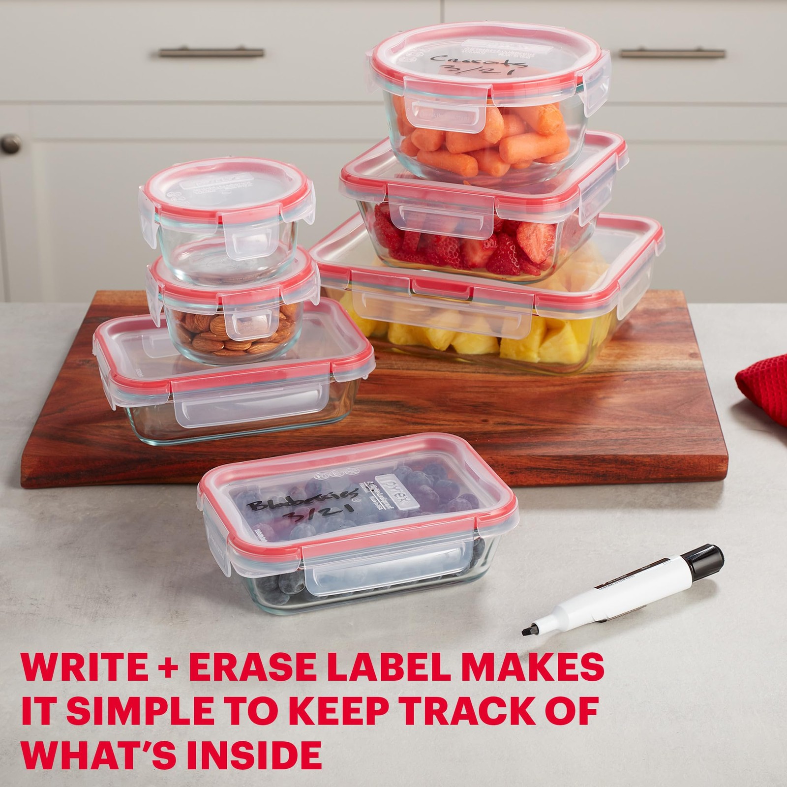 Pyrex Freshlock 7-Pack Glass Food Storage Containers Set 1 2 4 Cups Locking