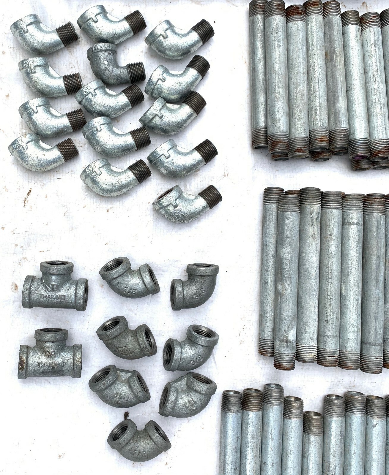 Lot of 305pc 3/8″ Nipple Fitting Tee Street 90 Galvanized Steel NOS Plumbing