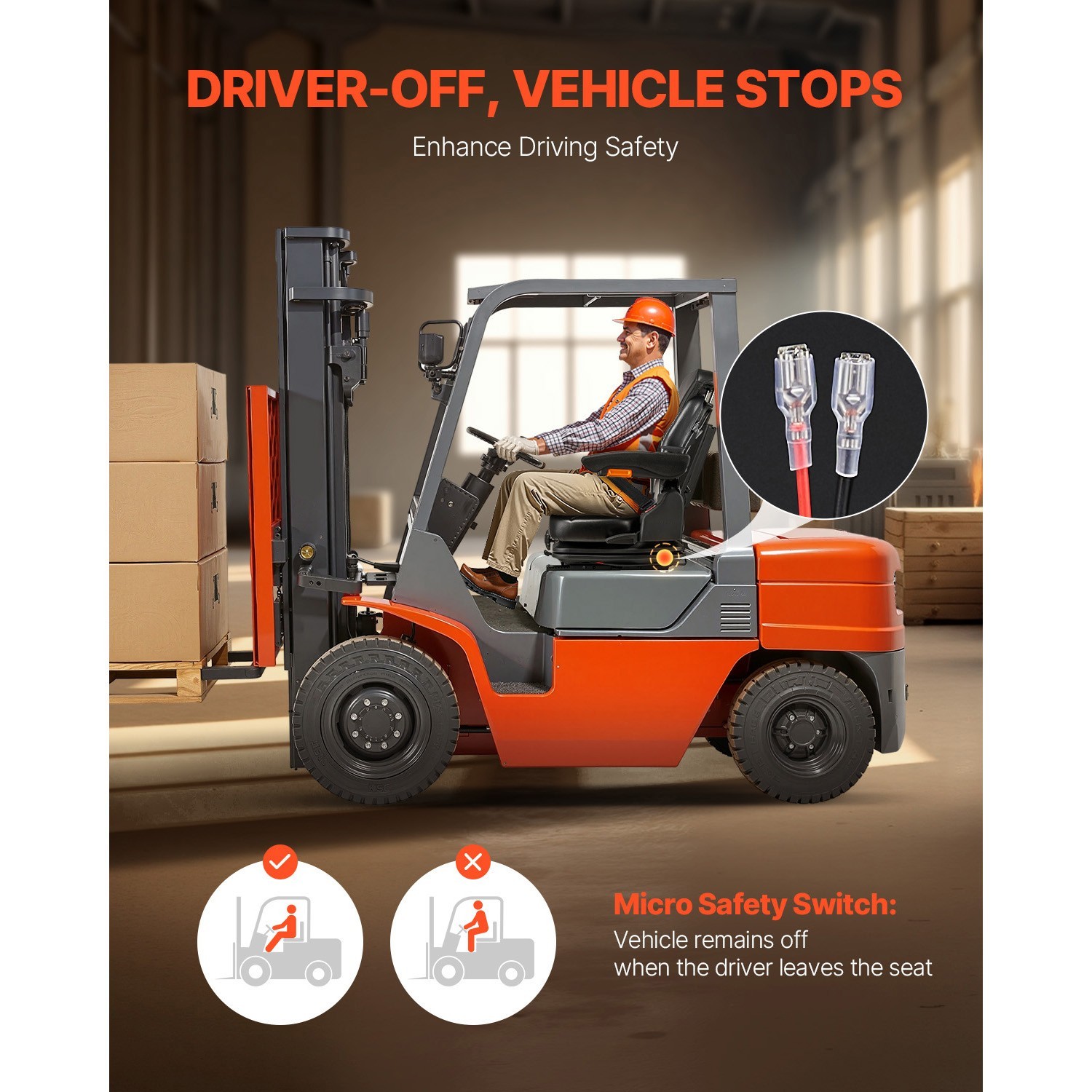 Forklift Seat Tractor Suspension Seat Fold Down Adjustable Back & Headrest