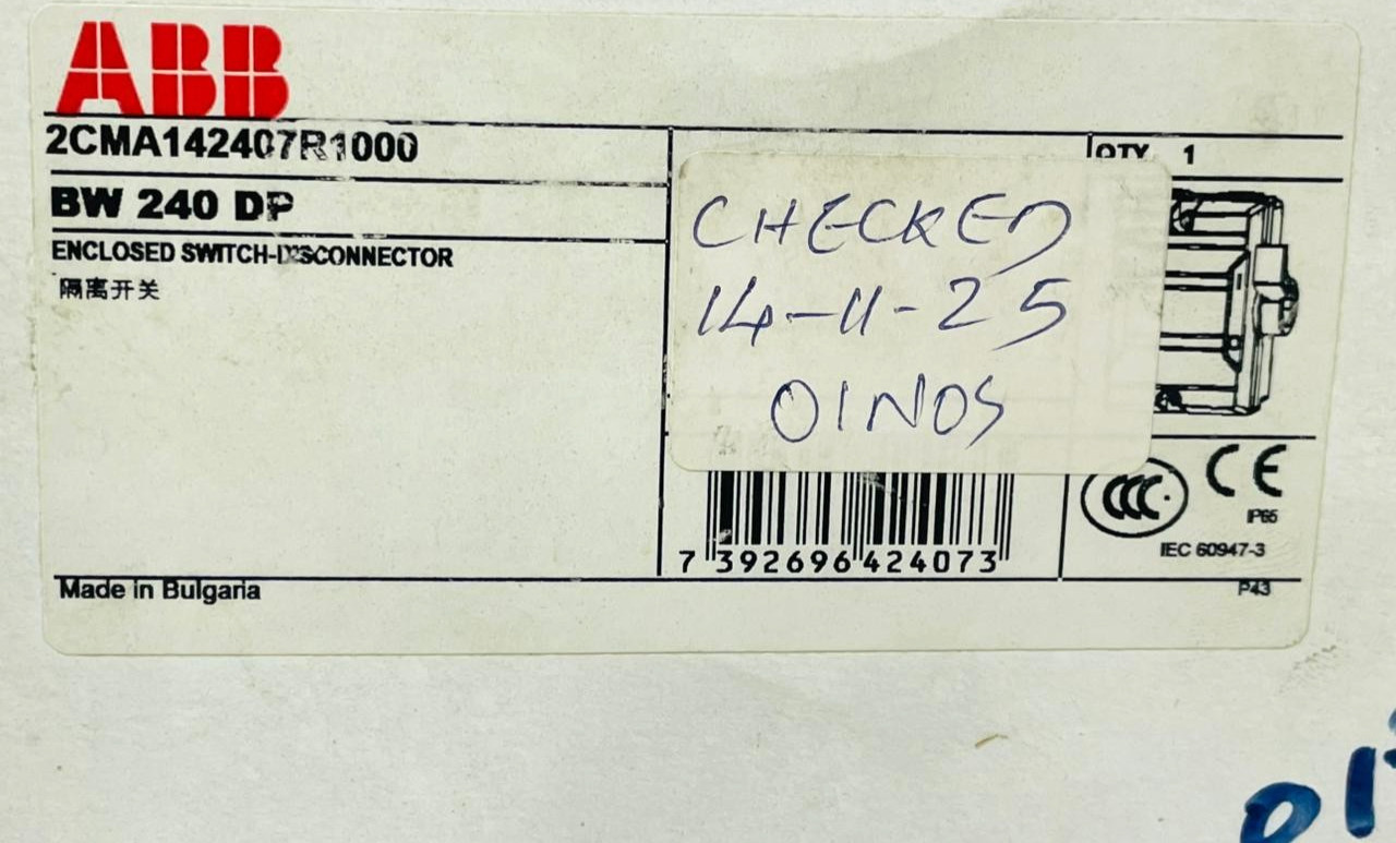 ABB BW 240 DP Switch Disconnector 2CMA142407R1000 40A 2-Pole