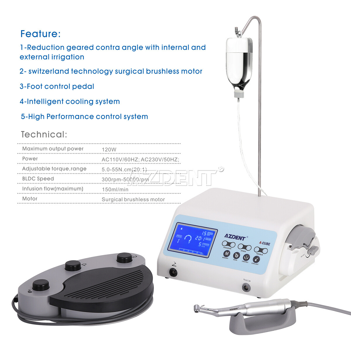 A-CUBE Dental Implant System Surgical Brushless Motor+20:1 Implant Handpiece