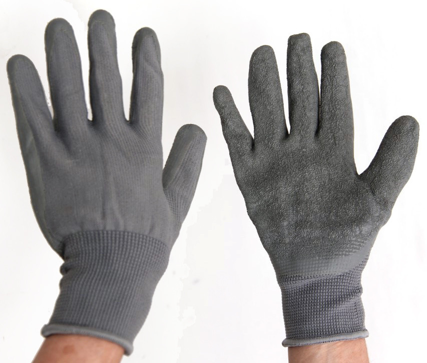 Textured Latex Coated HIGH GRIP Work Gardening Gloves Gray Men Size Small lot